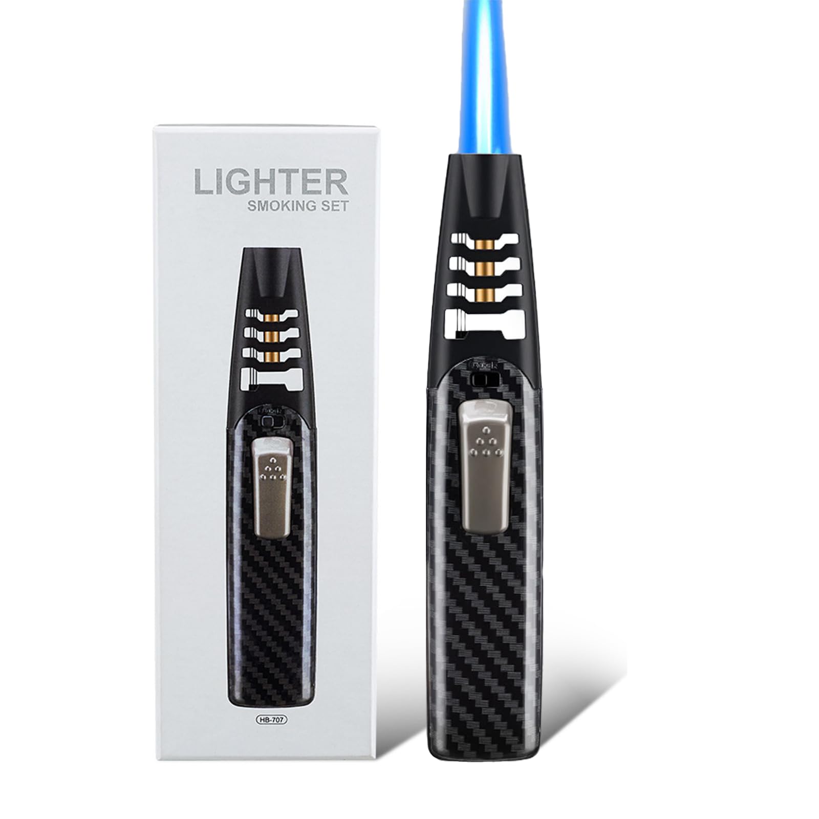 Fire Blaze Lighter - Dual Arc Torch (Black Carbon Fiber) for Cigars & Outdoor