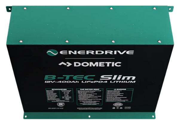 Enerdrive B-TEC 400Ah 12V LiFePO4 Slim Metal Case Deep Cycle Battery - Perfect for RVs, Boats, Solar Systems & Off-Grid Power Storage