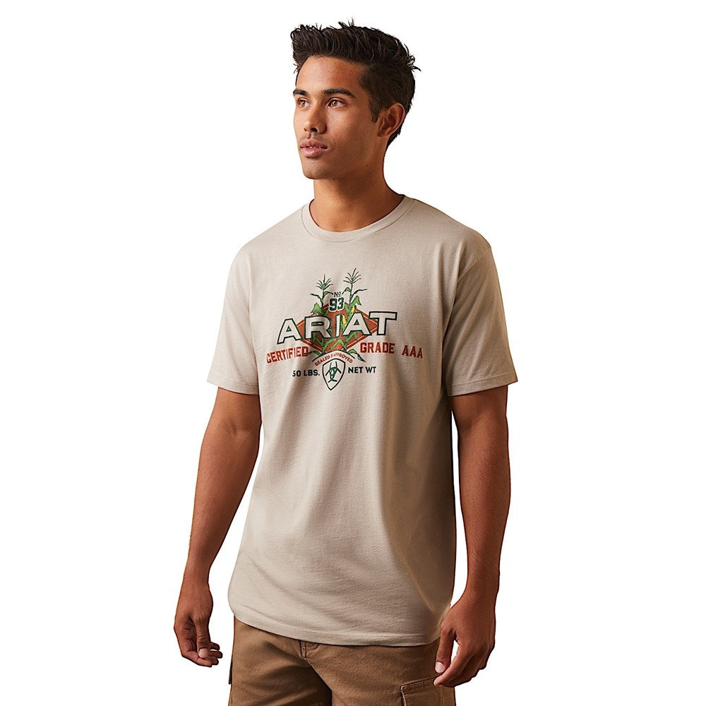 Ariat Men's Hybrid Seed T-Shirt - Comfortable Cotton Blend Tee for Casual Wear & Outdoor Activities | Khaki Heather