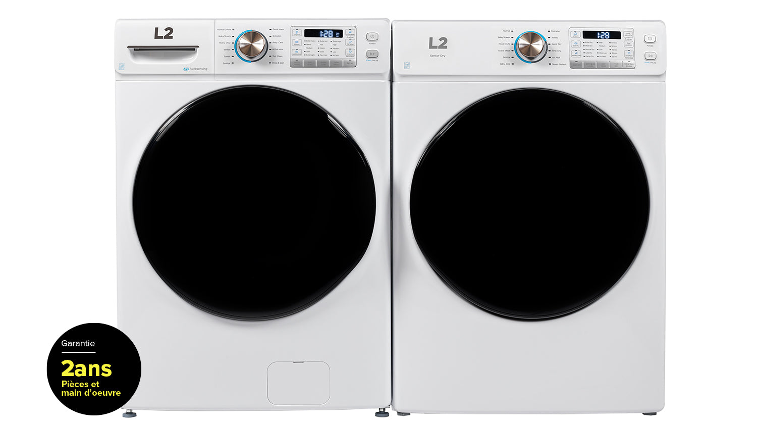 Energy Efficient 5.2 Cu. Ft White Front Load Washer & 8.0 Cu. Ft Electric Dryer Set - LF52N3AWW/LE52N3AWW - Perfect for Laundry Rooms, Apartments & Small Homes