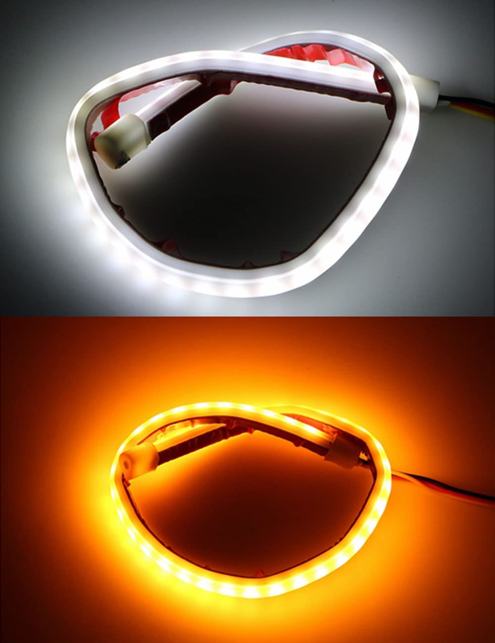 YSY 2Pcs 60cm/24 Inch LED Headlight Strip Tube Light - Flexible Dual Color White & Amber Yellow DRL, Waterproof Daytime Running Light & Turn Signal Bulb for Cars, Trucks, SUVs - Perfect for Night Driving & Enhanced Visibility