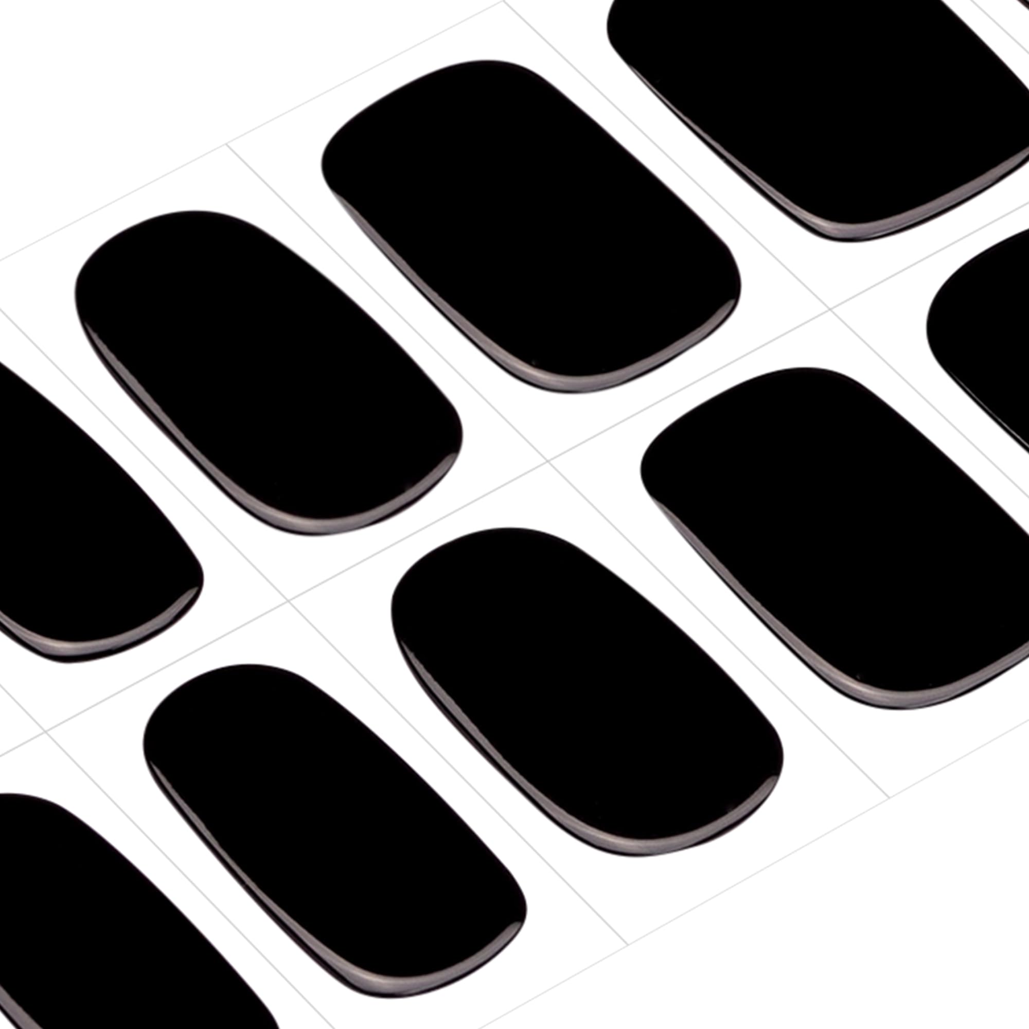 DANNI & TONI Semi Cured Gel Nail Strips - Black Obsidian Glossy Nail Polish Stickers (28 Count) | DIY Salon-Quality Manicure at Home | Perfect for Parties, Weddings & Everyday Wear