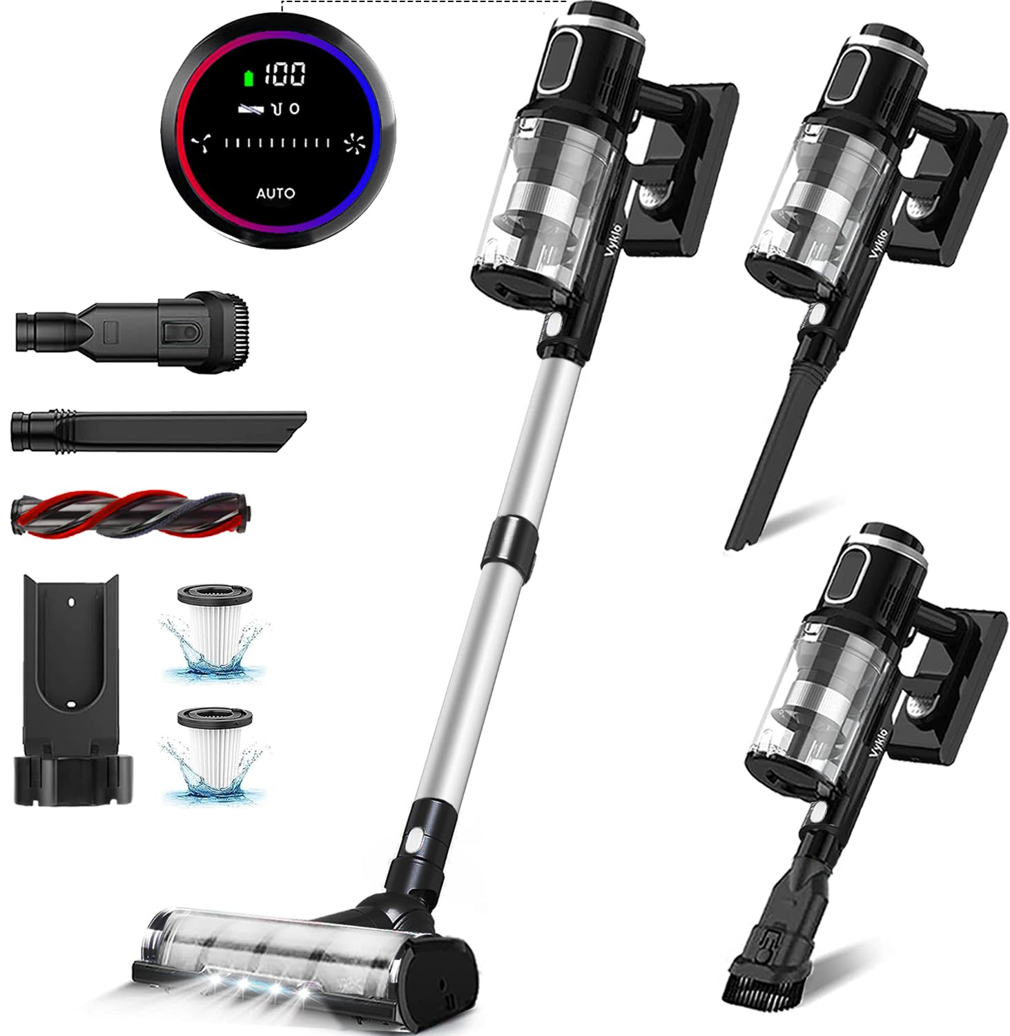 V12 Cordless Vacuum Cleaner 400W/32KPA - Powerful Stick Vacuum with Touch Screen, 65 Min Runtime, Lightweight for Home & Car - Ideal for Hard Floors, Carpets, Pet Hair Cleaning & Car Detailing
