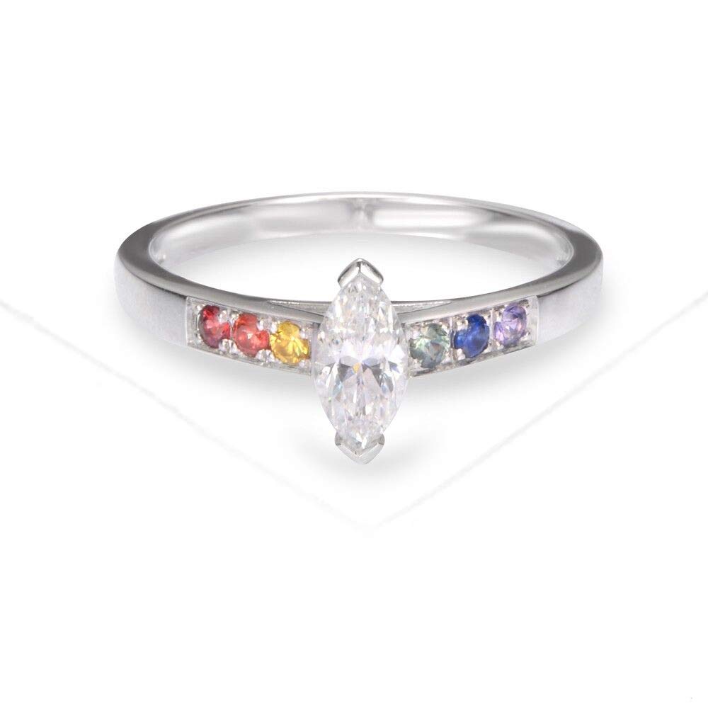 Equalli LGBT Rainbow Pride Collection - Sterling Silver Rainbow Sapphire Rings for Gay, Lesbian & LGBTQ+ Community - Perfect for Pride Month, Weddings & Everyday Wear