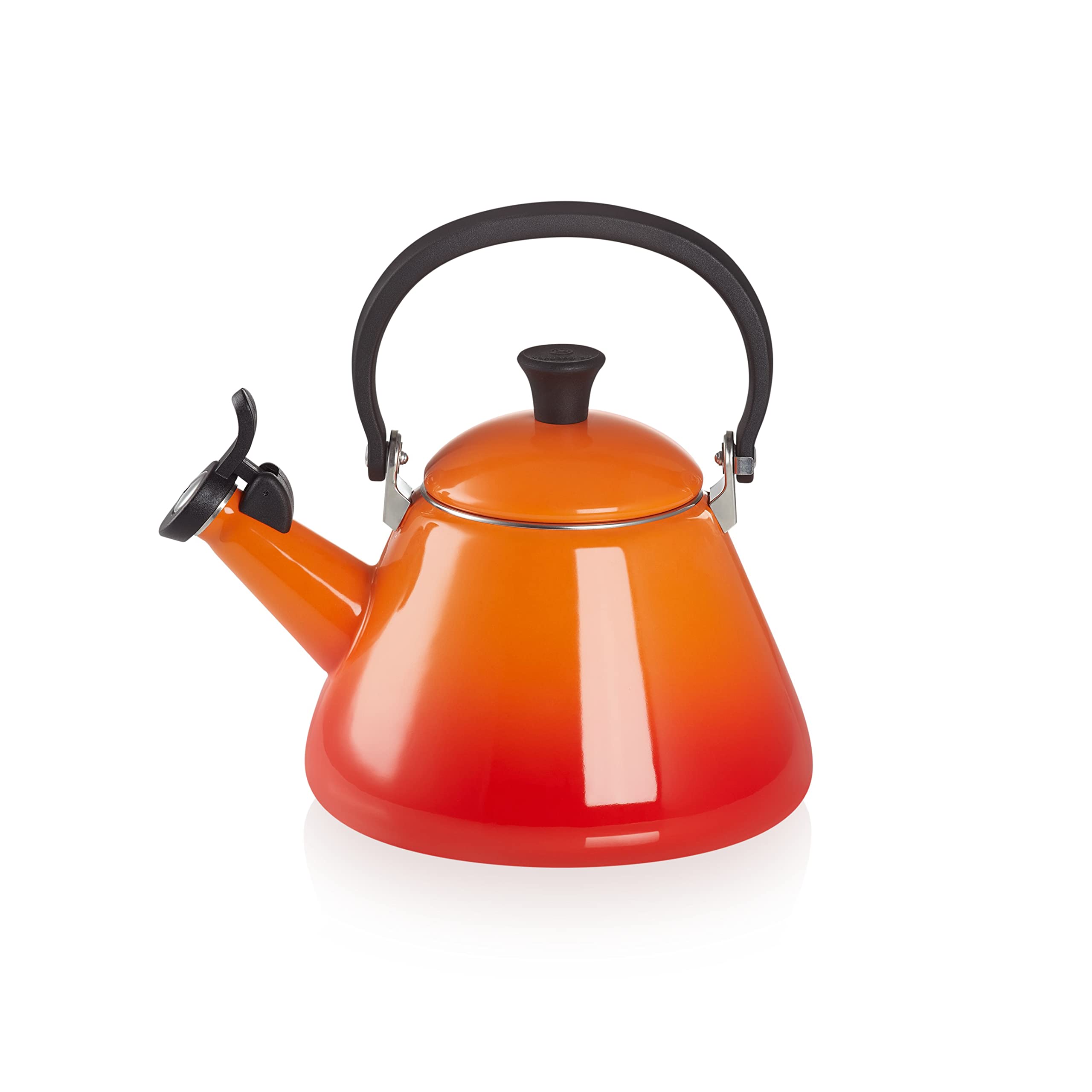 Le Creuset Kone Stove-Top Whistling Tea Kettle - 1.6L Enameled Steel, Works on Induction, Gas & Electric Stoves, Volcanic Color - Perfect for Boiling Water for Tea, Coffee & Cooking