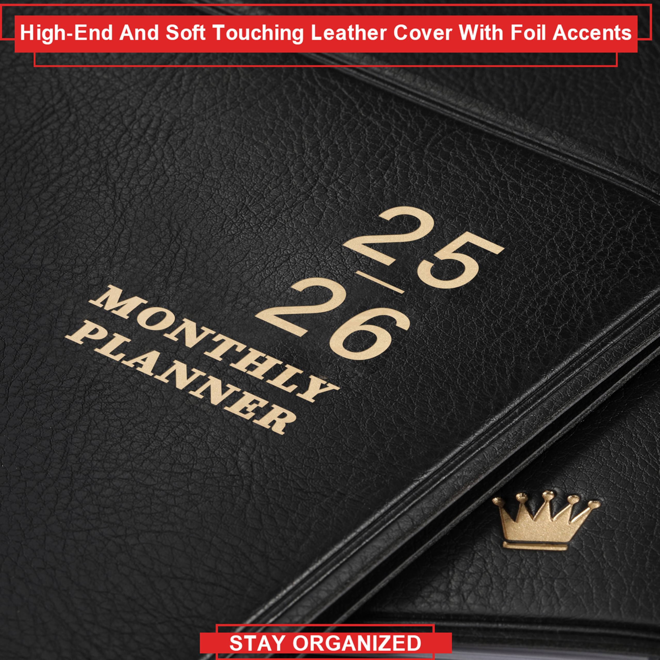 2025-2026 Monthly Planner Calendar - 18 Month Planner from July 2025 to December 2026, Faux Leather Cover, 8.86