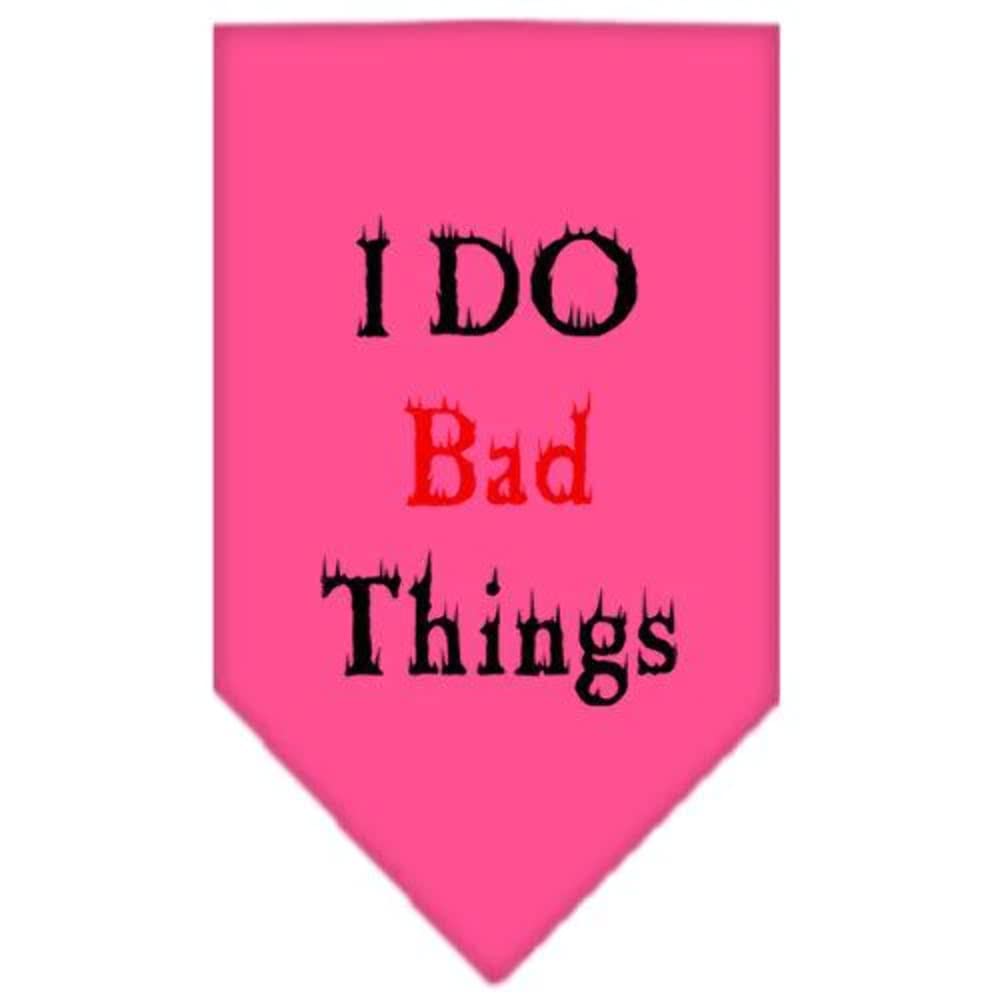 Custom Screen Printed Pet Bandana - 'I Do Bad Things' Funny Dog Bandana in Turquoise, Large Size | Perfect for Pet Parties, Costume Events & Photo Shoots