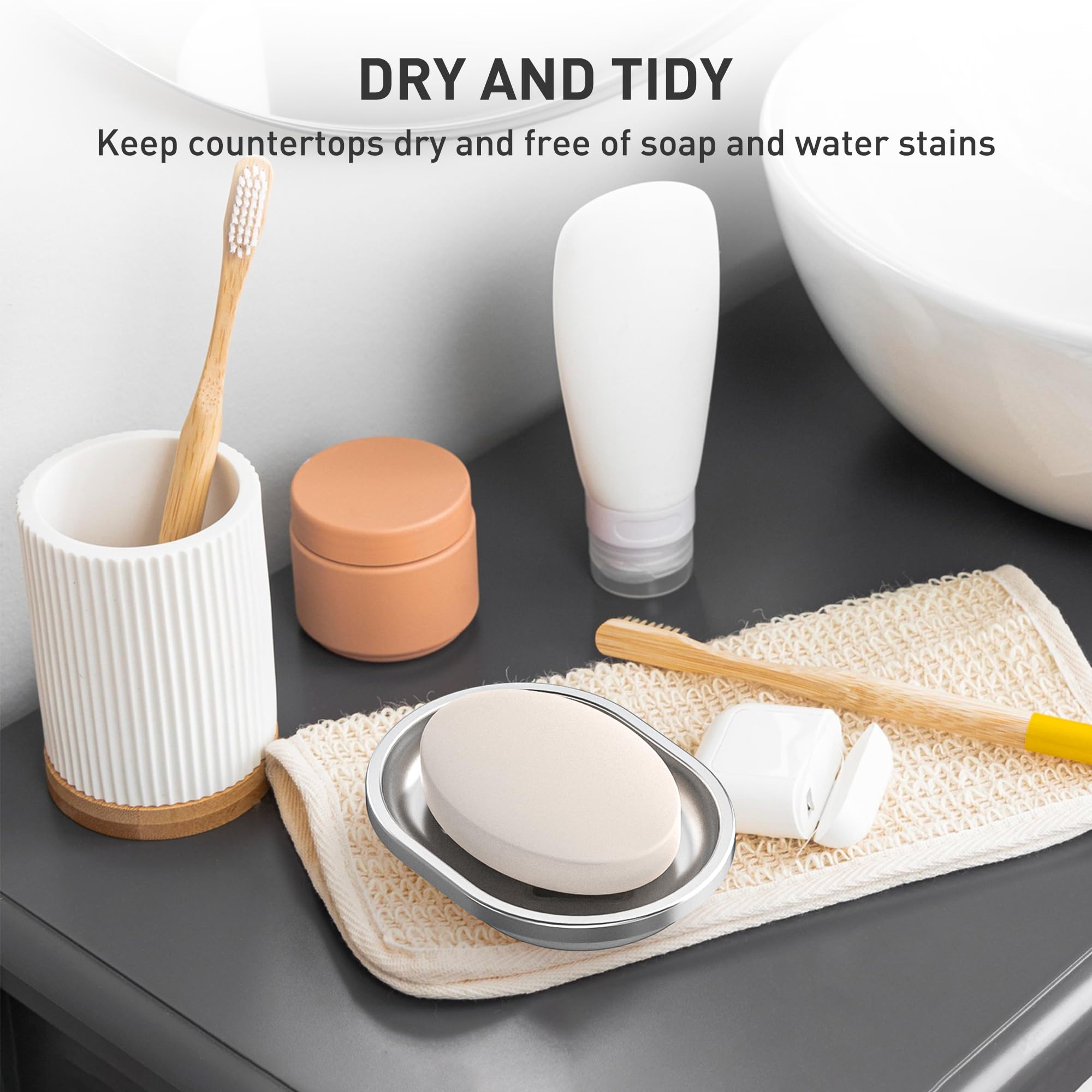 Stainless Steel Soap Holder & Sponge Caddy with Drain Tray - Double Layer Kitchen & Bathroom Organizer for Sink, Shower, and Bathtub - Rustproof & Durable Design
