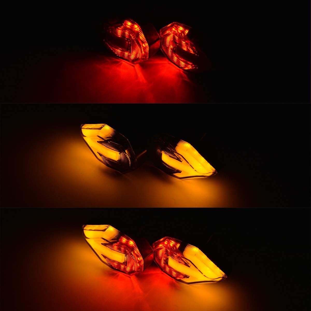 Universal Motorcycle Turn Signal Lights - Amber Yellow Blinkers & Red Daytime Running Lamps - Front/Rear Indicators Compatible with Kawasaki, Yamaha, Suzuki (4-Pack) - Perfect for Night Riding, Commuting & Custom Bike Builds