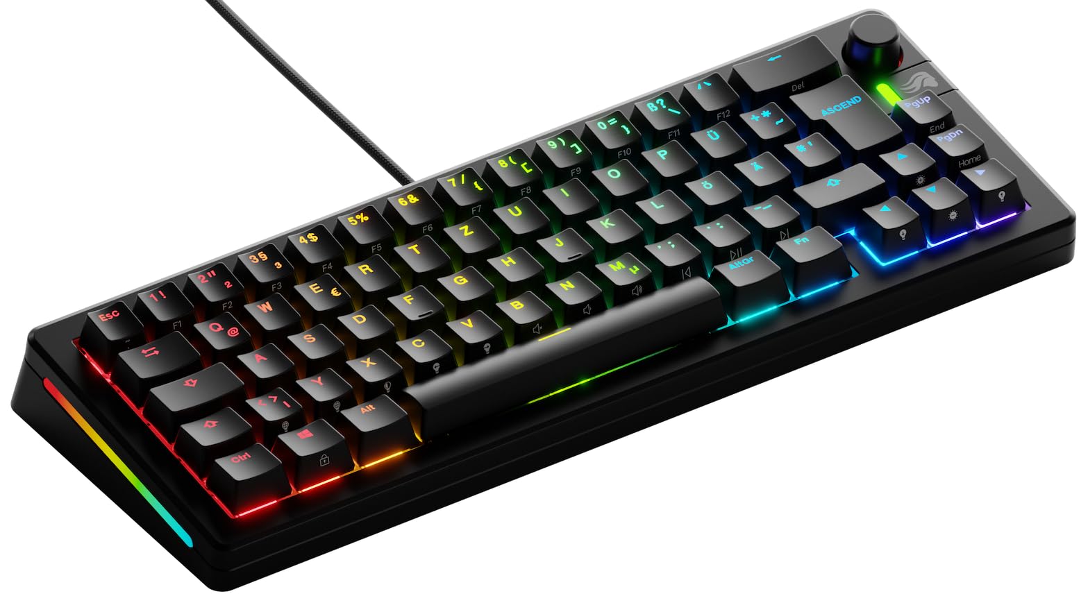Glorious GMMK 3 65% Compact Custom Mechanical Gaming Keyboard - Hot-Swappable 3/5 Pin Switches, Modular Gaskets, Doubleshot PBT Keycaps, Aluminum Plate - German QWERTZ Layout (Black) | Perfect for Esports, Streaming & Office Work