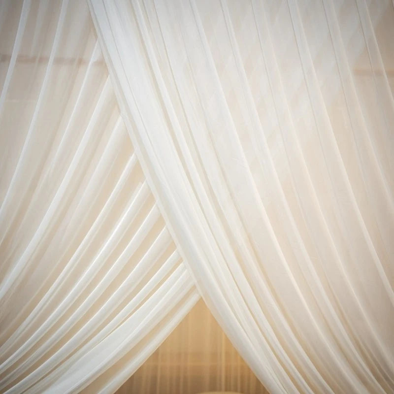 Luxury Silky Semi-Sheer Canopy Bed Curtain - Elegant Sheer Fabric for Romantic Bedroom Decor, Wedding, Nursery & Boho Chic Home Decor