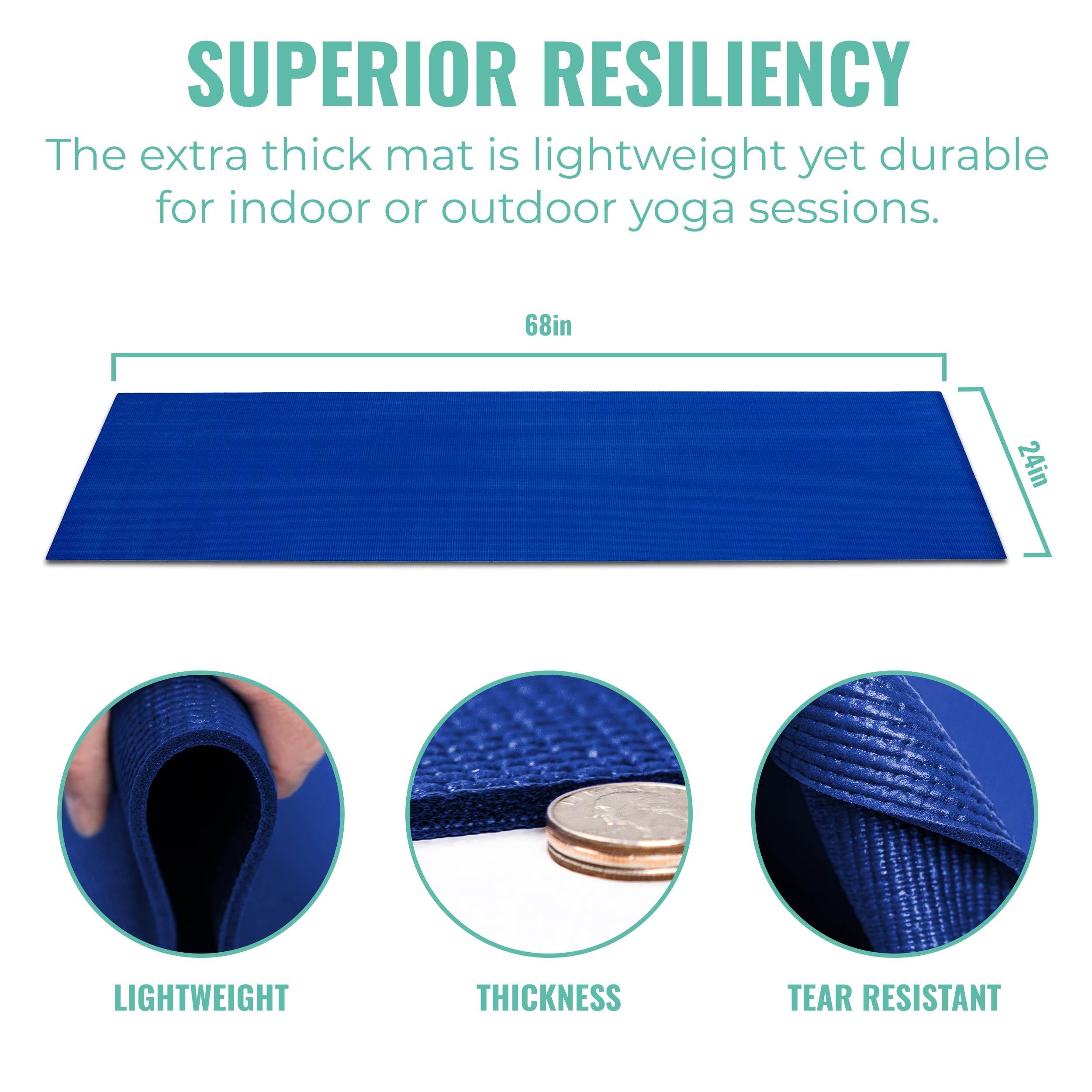10-Pack Classic Yoga Mats with Carrying Strap - 68