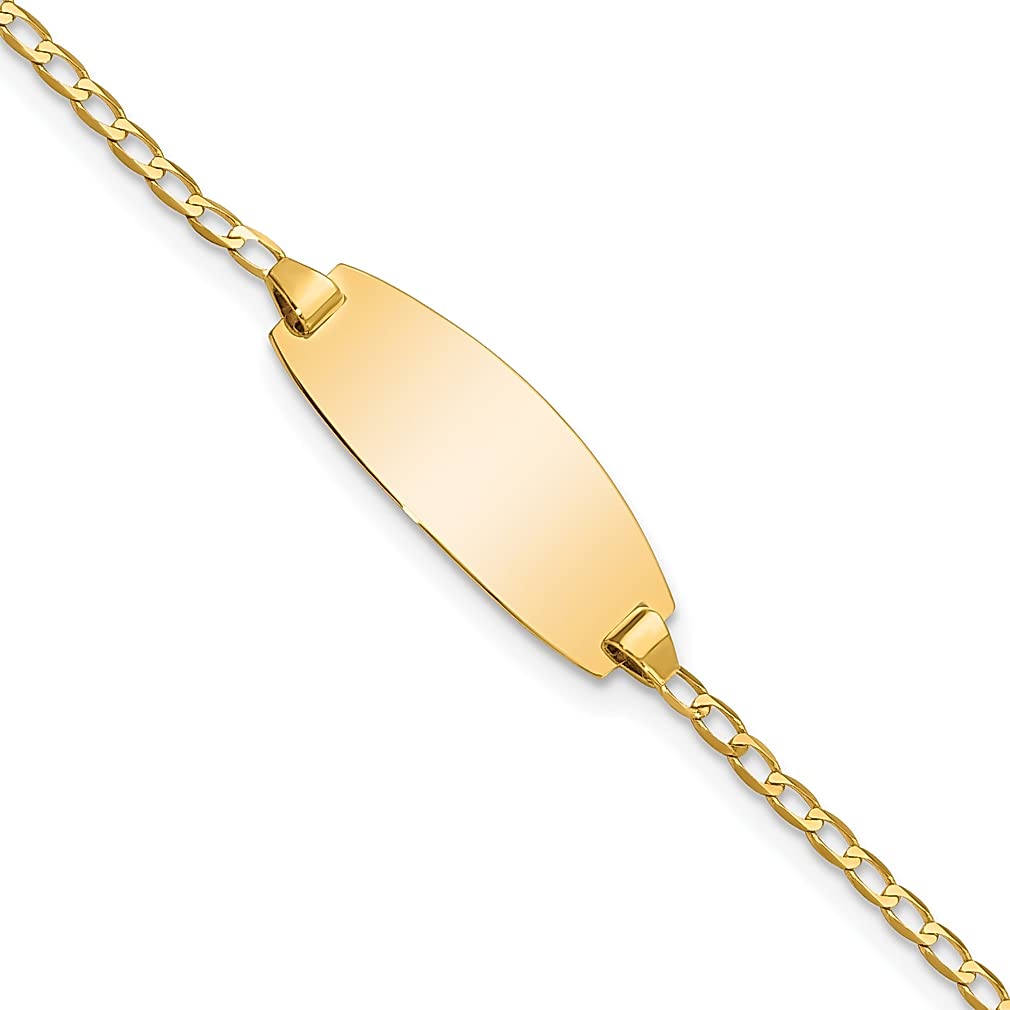 14K Yellow Gold Oval Curb ID Bracelet for Women - Elegant Personalized Name Jewelry Gift for Her | Birthday, Anniversary, Valentine's Day Present