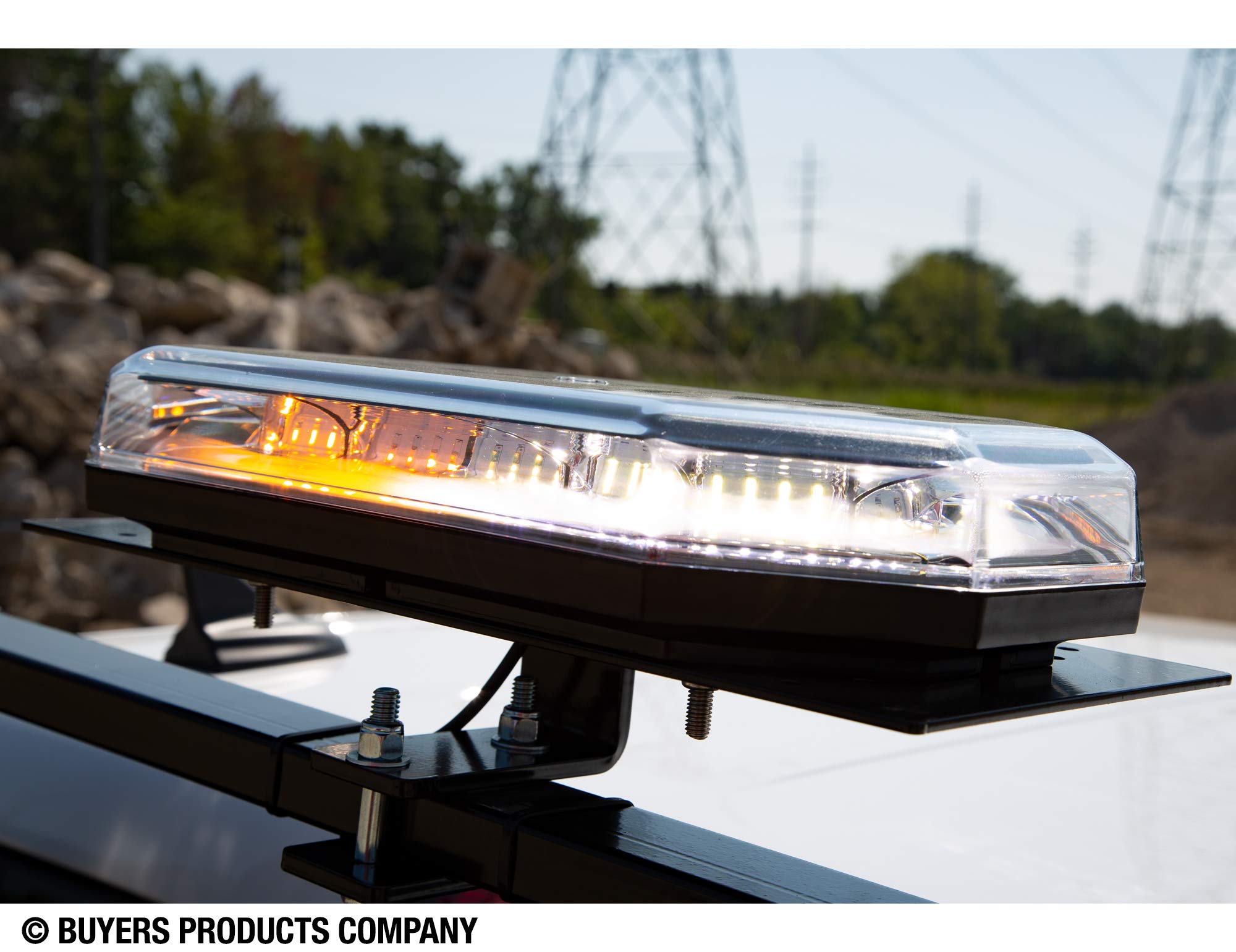 15 Inch Octagonal LED Mini Light Bar - Amber/Clear, 56 LEDs, 10 Flash Patterns, Permanent/Magnetic Mount, 3.2 Amp | Emergency Vehicle Lighting for Trucks, Off-Road, Construction & Emergency Response Scenes