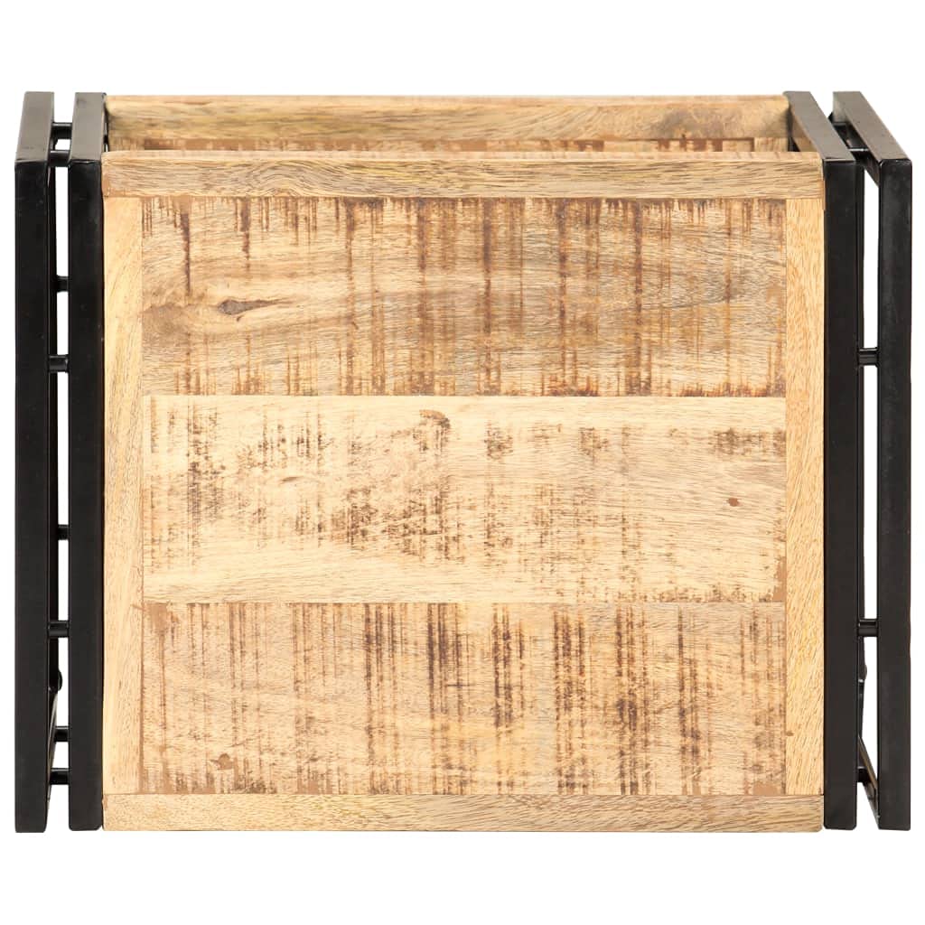Rustic Mango Wood Side Table 15.7x11.8x15.7 Inches - Coffee Table, Sofa End Table with Removable Tray for Living Room, Bedroom, Study & Office - Perfect for Snacks, Books & Home Decor
