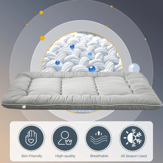 MAXYOYO Japanese Floor Mattress Futon - Foldable Tatami Mattress for Bedroom, Guest Room & Living Room - Comfortable Grey Floor Sleeping Pad for Adults & Kids