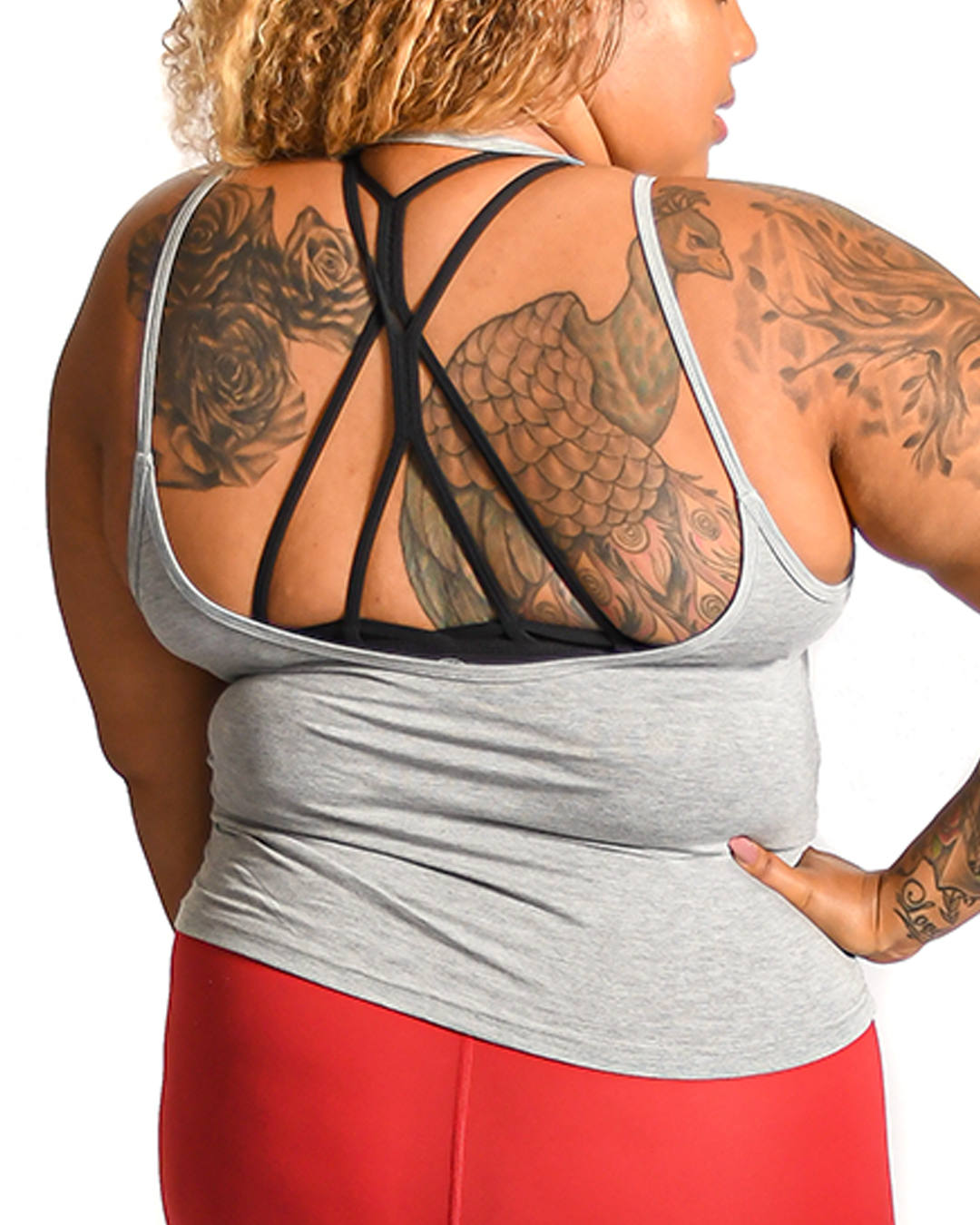 Open Back Tank Top for Women - Light Grey | Breathable Summer Casual Wear for Outdoors & Yoga