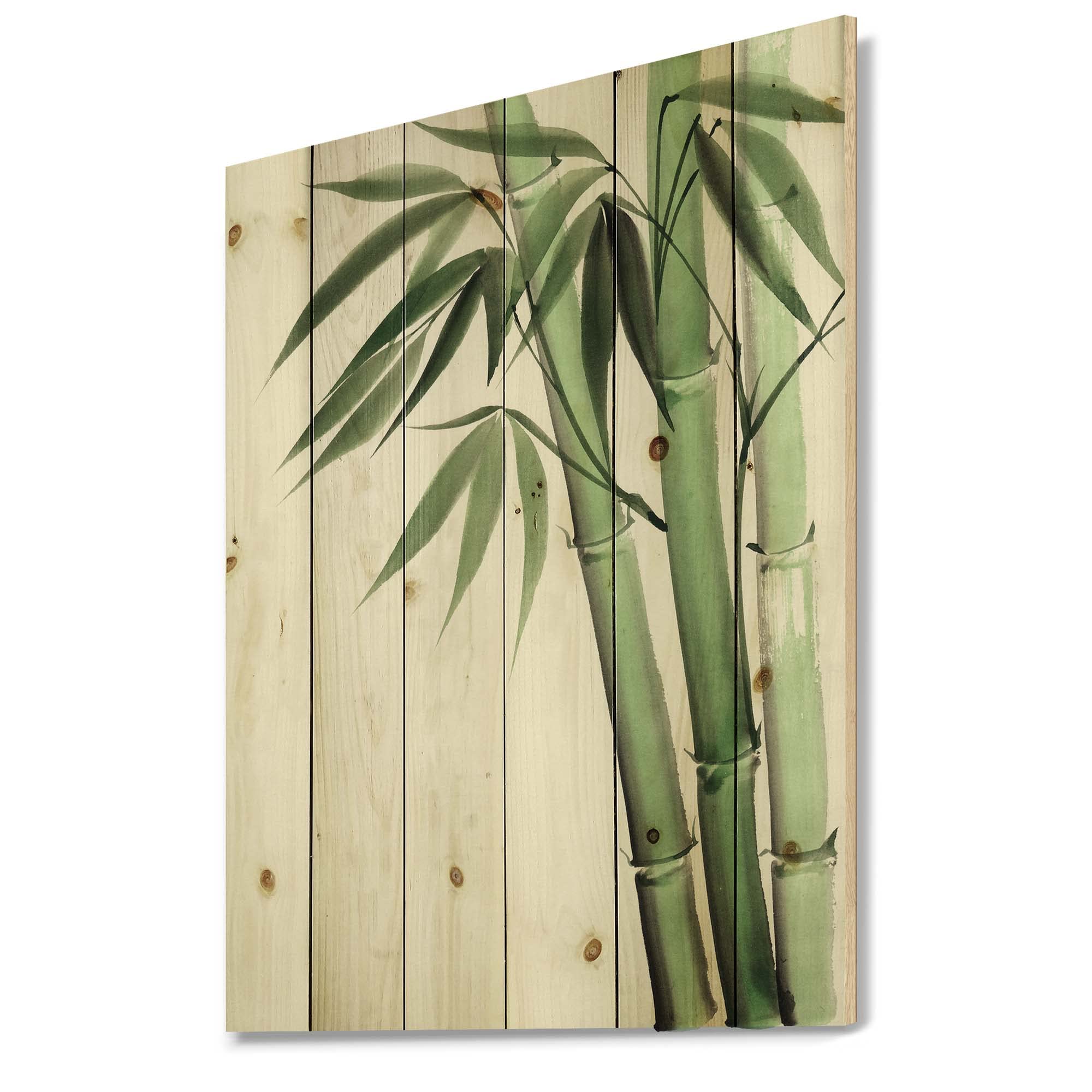 Handcrafted Palm Bamboo Traditional Wood Wall Decor - Large Floral Wall Art Panels Printed on Natural Pine Wood - Perfect for Living Room, Bedroom & Office Decoration