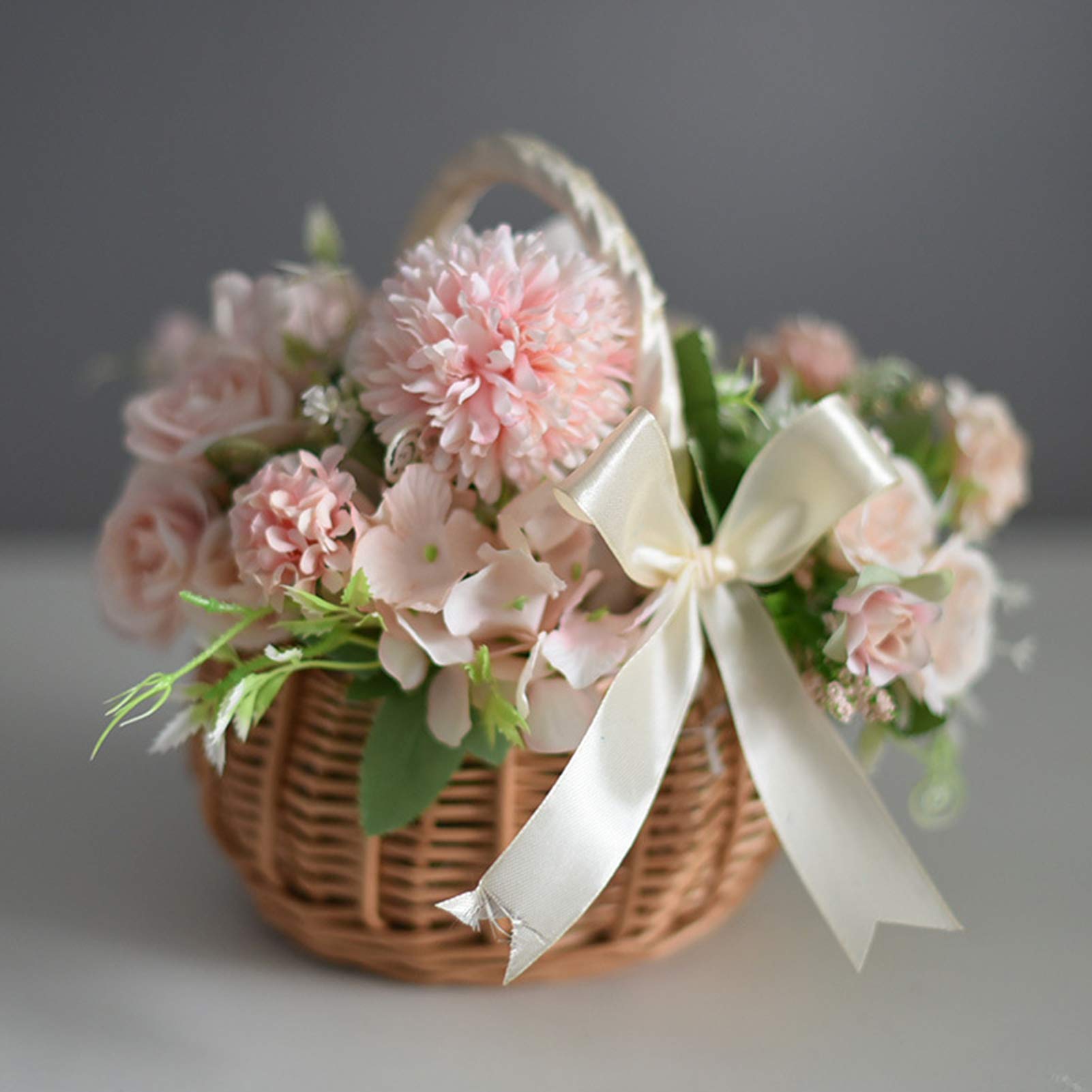 Handwoven Willow Flower Basket - White Wicker Picnic Storage Basket for Easter, Home Decor, and Outdoor Gatherings | Perfect for Spring Decor, Gift Giving, and Party Centerpieces