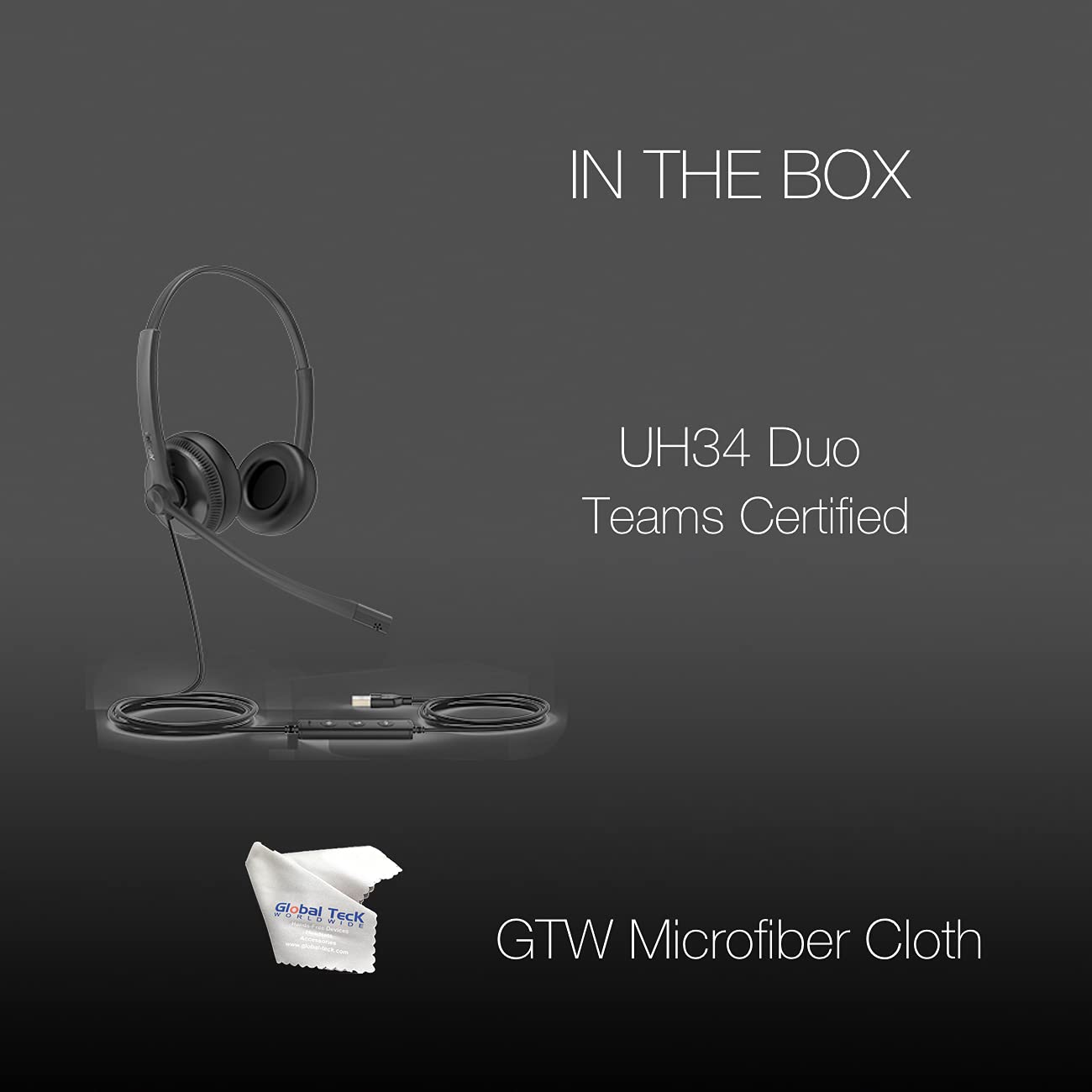 Yealink UH34 Duo Teams USB-C Stereo Wired Headset with Noise Cancelling Mic - Compatible with PC, Mac, Desk Phones & Softphones (Microsoft Teams, Zoom, RingCentral, 8x8, Vonage) - Includes Microfiber Bag - Perfect for Remote Work, Online Meetings & Call Centers
