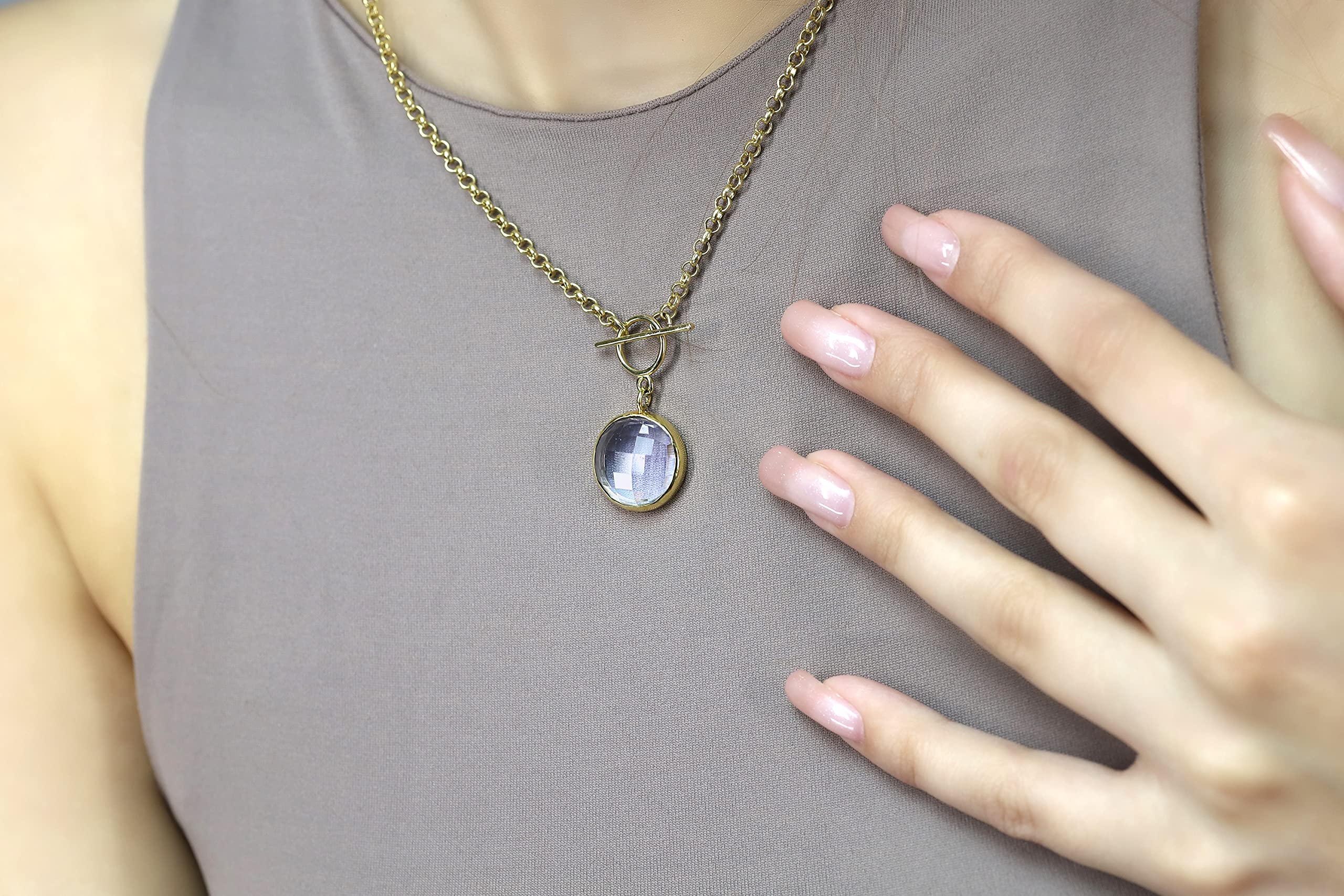Tanzanite Toggle Gold Bezel Pendant Necklace - Customizable Chain - December Birthstone Jewelry Gift for Women | Perfect for Birthday, Anniversary & Special Occasions