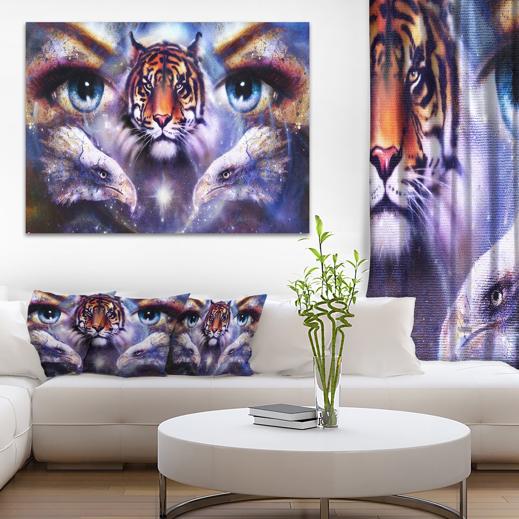Tiger with Woman Eyes Animal Canvas Art Print - Unique Wildlife Wall Decor for Living Room, Bedroom & Office