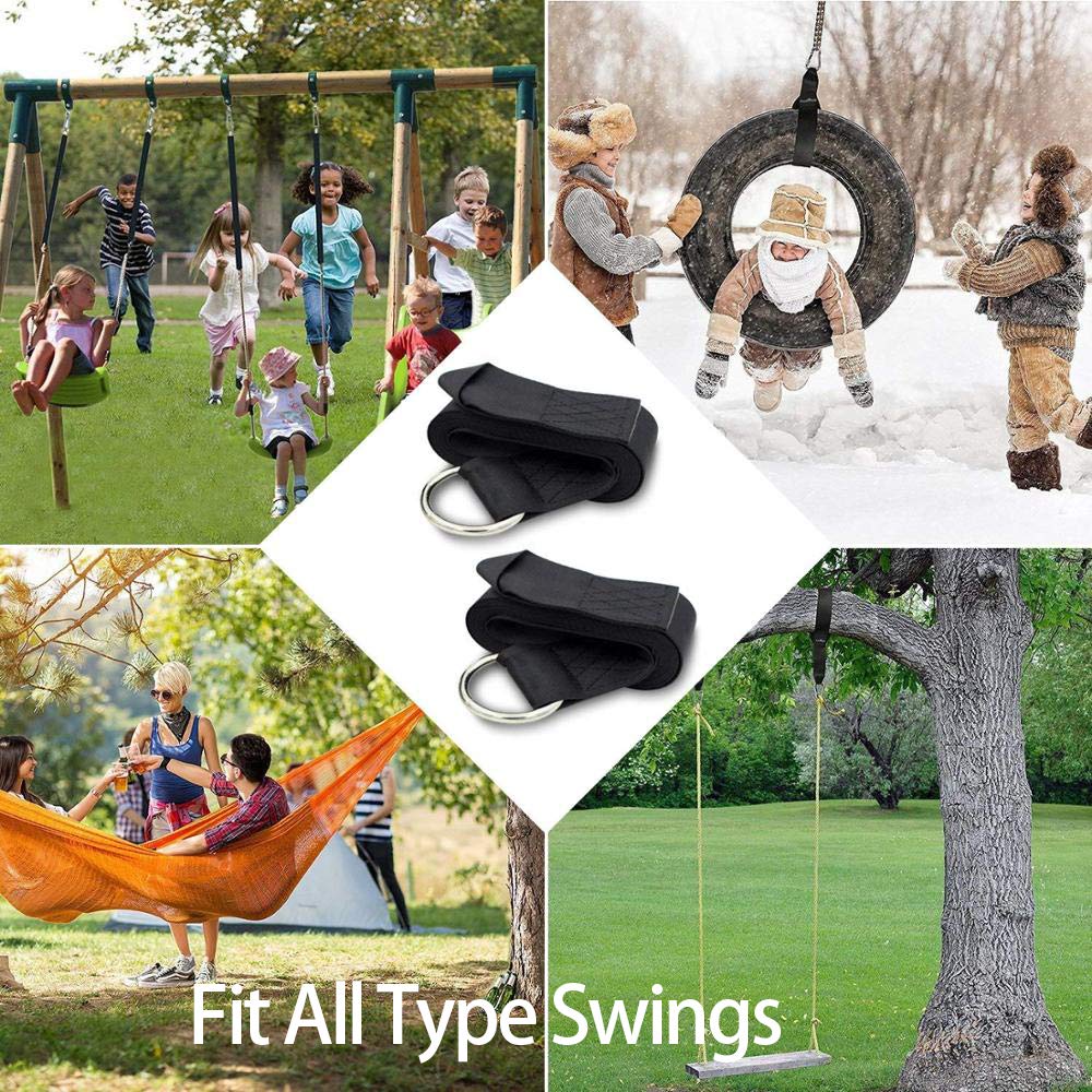 DIORES Heavy Duty Tree Swing Hanging Kit - 2100 LB Capacity Hammock Straps with 2 Safe Lock Snap Hooks (Set of 2) - 5 FT Adjustable Swing Straps for Backyard, Camping & Outdoor Relaxation - Easy Installation for Tree Swings & Hammocks