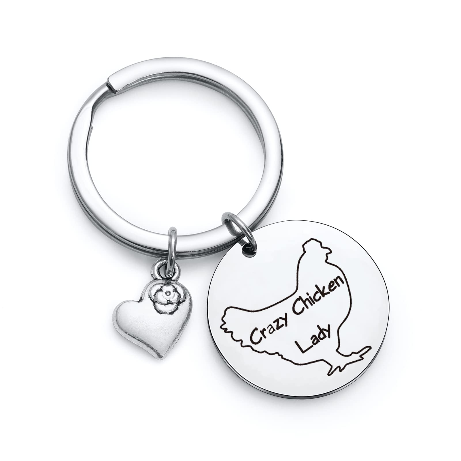 Funny Crazy Chicken Lady Keychain - Unique Gift for Chicken Farmers & Poultry Lovers - Perfect for Chicken Mom Birthday, Christmas & Farm Enthusiast Gifts - Great for Keyrings, Backpacks & Farmhouse Decor