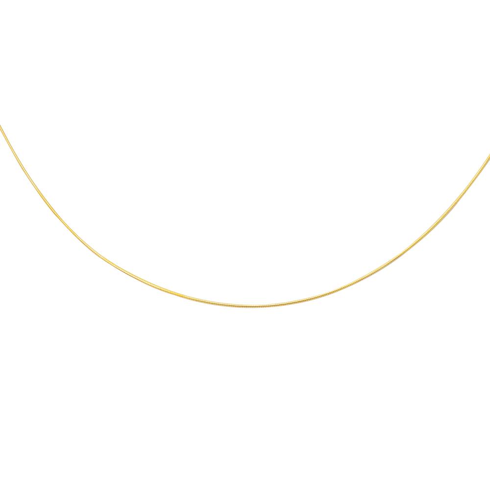 14K Gold 1mm Round Omega Chain Necklace with Screw Back Lock - Perfect for Layering, Gift Giving & Everyday Elegance