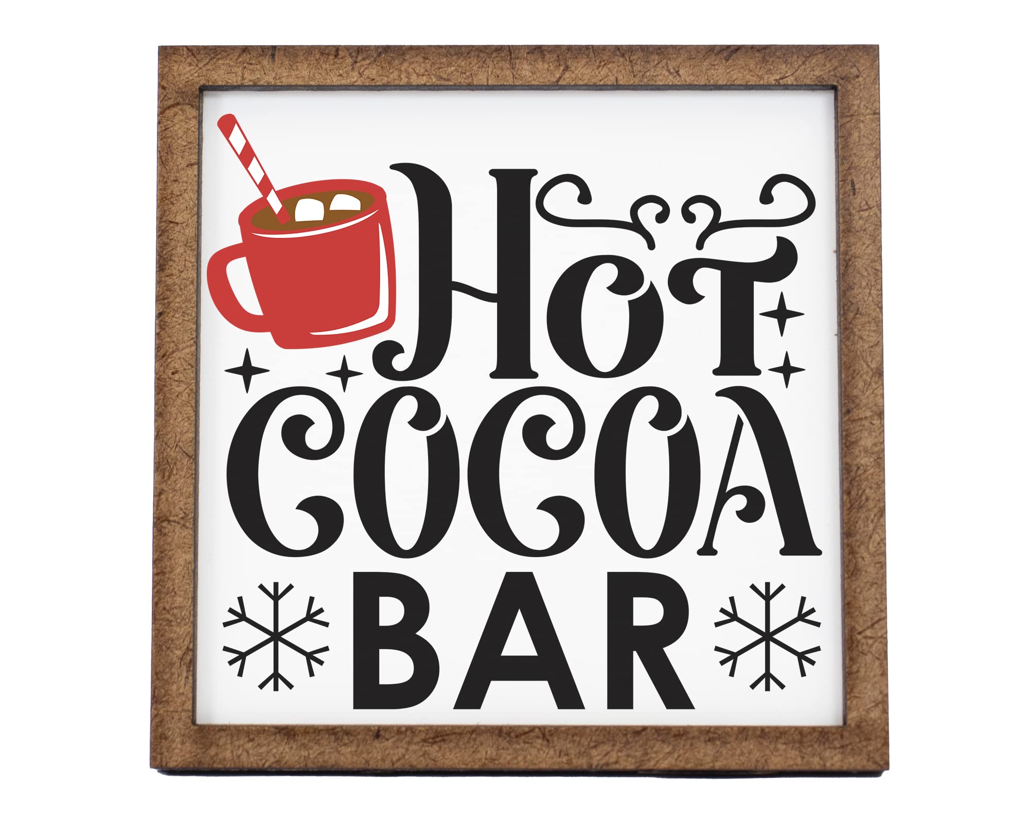 Hot Cocoa Bar Tier Tray Sign - Mini Wooden Shelf Sitter for Home & Kitchen Decor (4