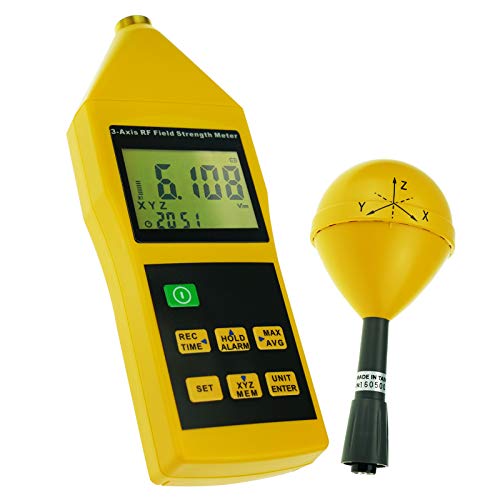 EMF RF Meter - Triple Axis Sensor (X, Y, Z) for Electromagnetic Field Detection - Measures 38mV to 11V/m, 10MHz to 8GHz - Ideal for Home, Office & Workplace EMF Radiation Testing