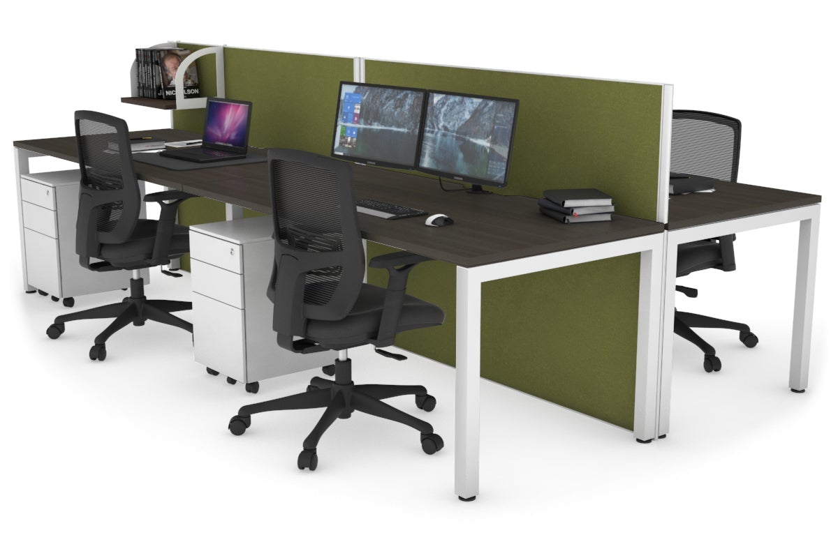 Horizon Quadro 4-Person Office Workstation Bench with Square Legs - 1400L x 800W Dimensions, Cable Management Scallop - Perfect for Collaborative Workspaces, Conference Rooms & Open Office Environments