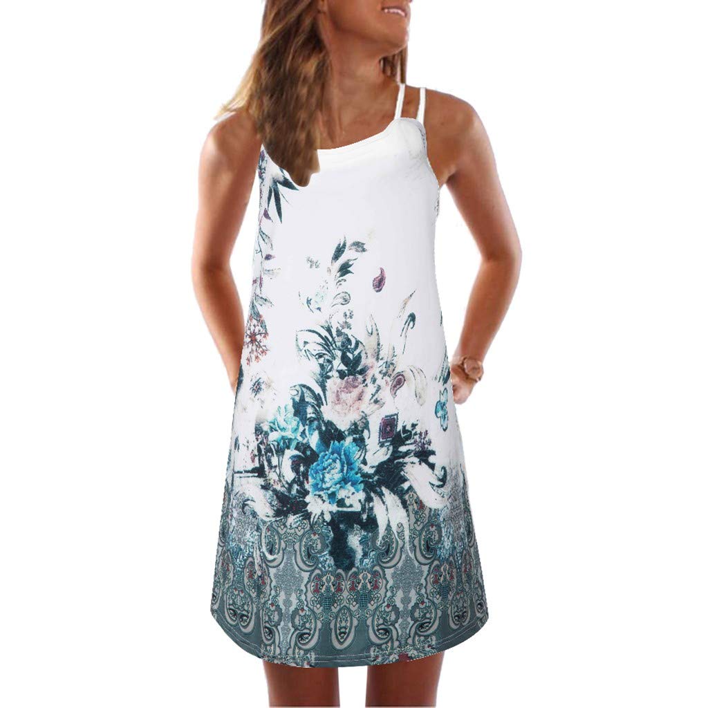 Vintage Boho Summer Dresses for Women - Sleeveless Beach Mini Dress with Long Vest | Perfect for Beach Vacations, Music Festivals & Boho Chic Outfits