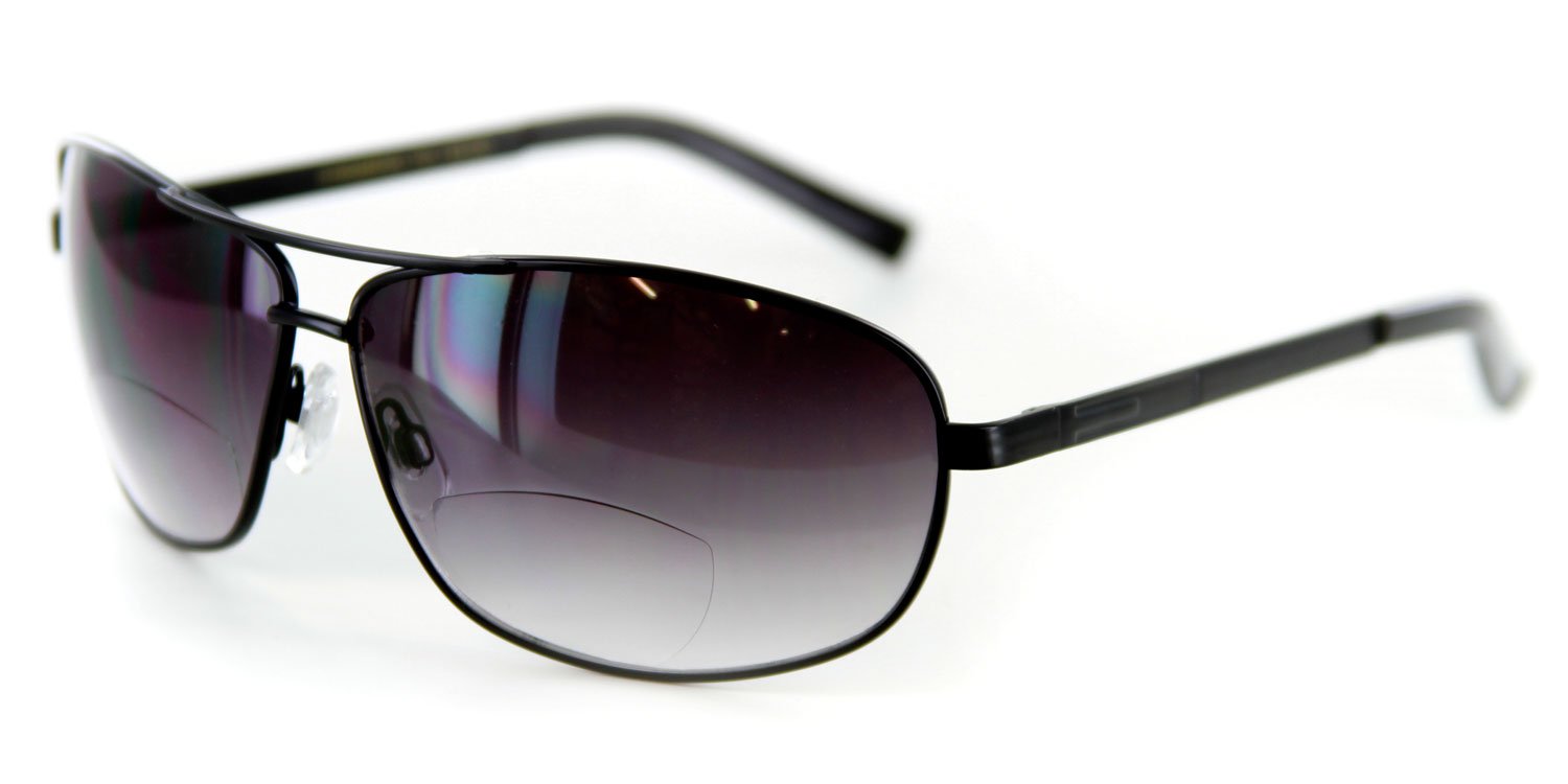 Stylish Bifocal Sunglasses for Men & Women - Mod Aviator Design with +3.00 Magnification (Black/Smoke) | Perfect for Reading, Driving & Outdoor Activities