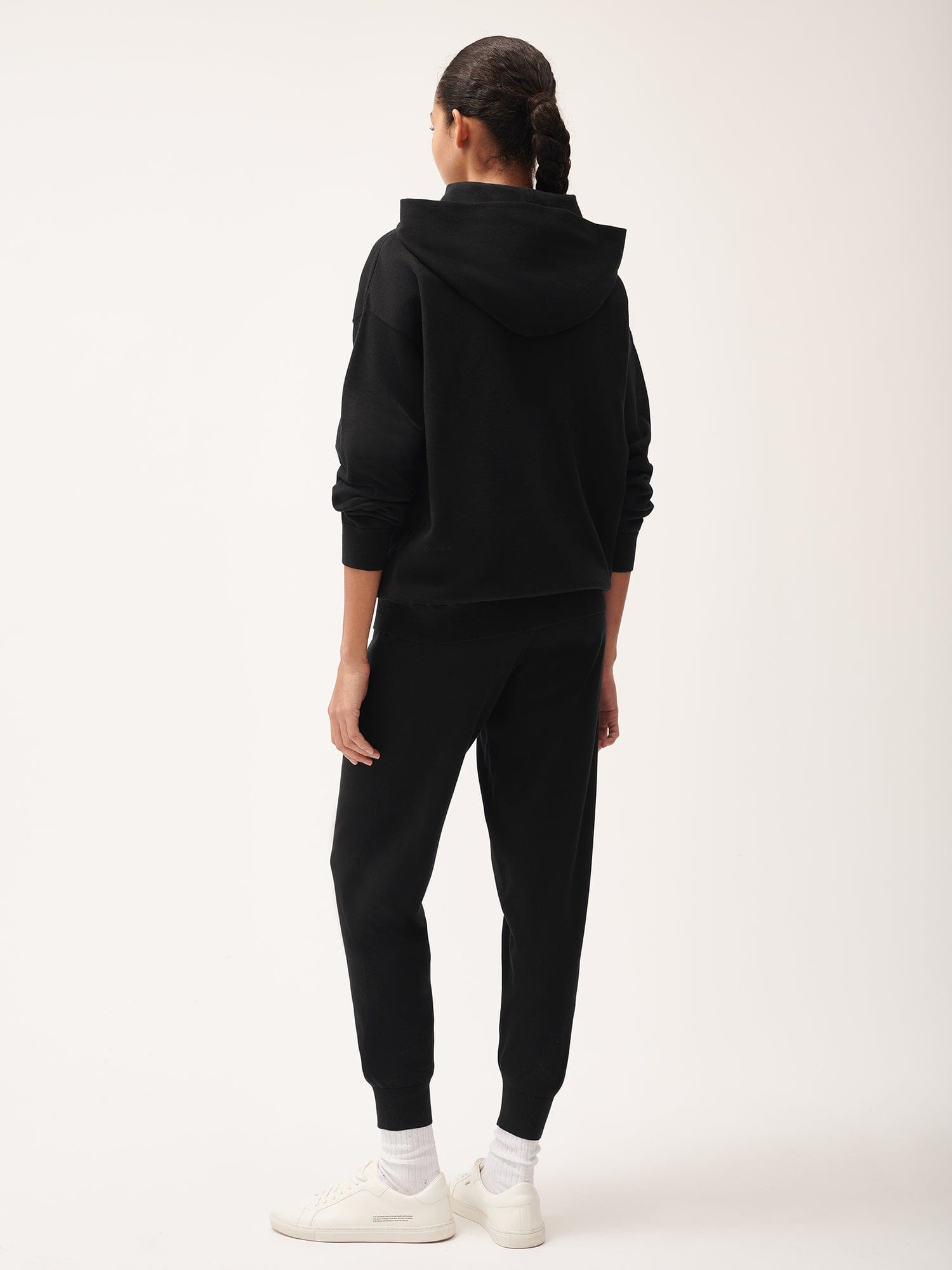 Women's DNA Knitted Hoodie - Soft Stretch Pullover Sweatshirt with Kangaroo Pocket | Black Cozy Casual Wear for Fall Winter, Gym, Lounge & Outdoor Activities