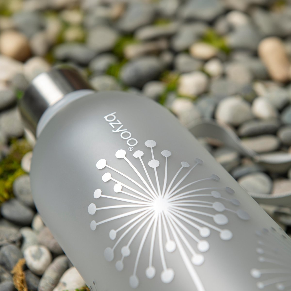 32oz Time Marker Tritan Water Bottle with Carrying Strap - Dandelion Silver | BPA-Free Leakproof Sports Water Bottle for Gym, Hiking & Outdoor Activities