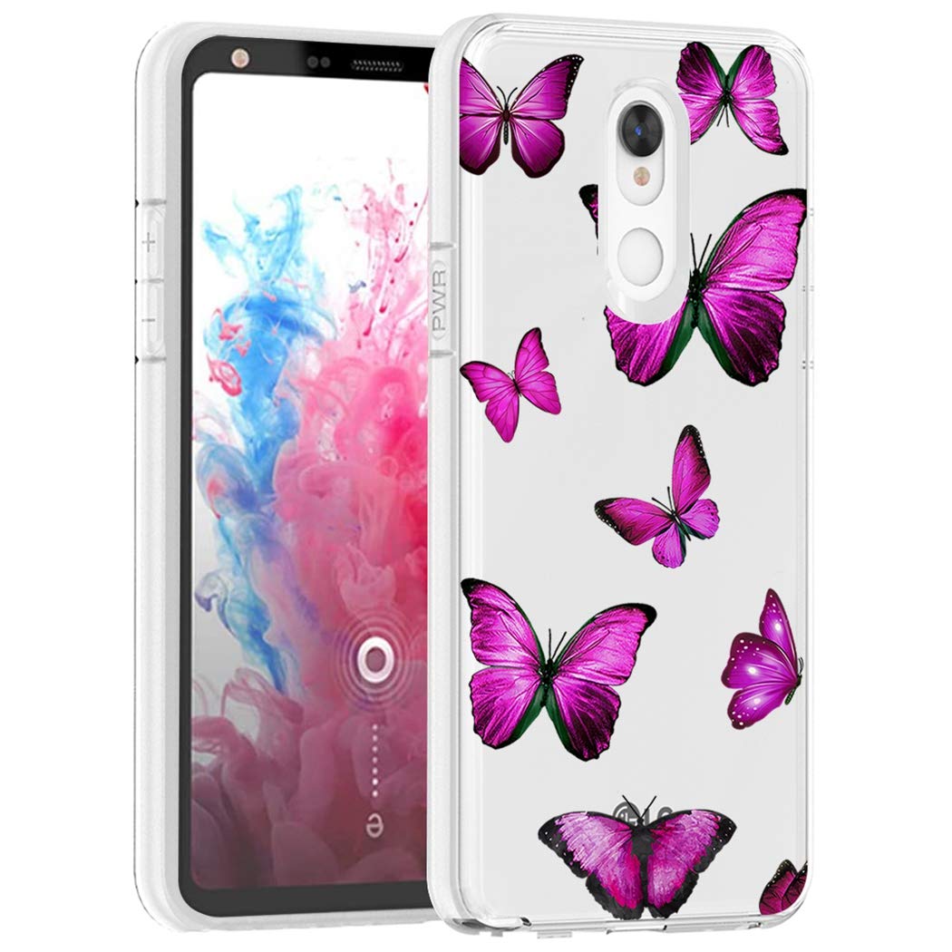 LG Stylo 5/5V/5X/5 Plus Case - Cute Butterfly Clear Slim Shockproof TPU Phone Cover for Women & Girls | Protective Soft Flexible Back Case for Everyday Use & School