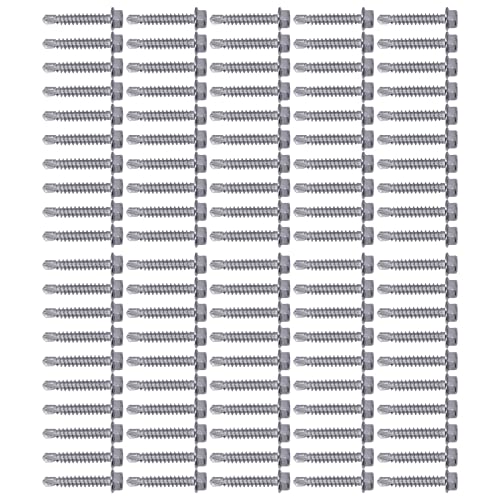 Stainless Steel Self Tapping Screws with Washer - Furniture Assembly Screws for Wood, Metal & DIY Projects - Pack of 50 (Silver)