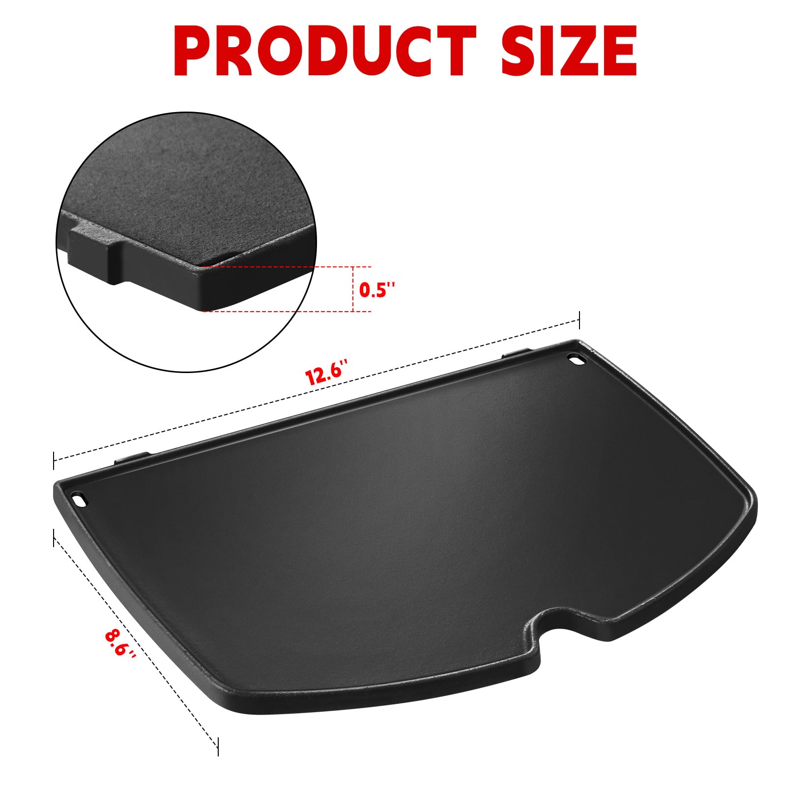 GGC 6558 Cast Iron Griddle for Weber Q100 Q120 Q1000 Q1200 Series Grills - 12.6