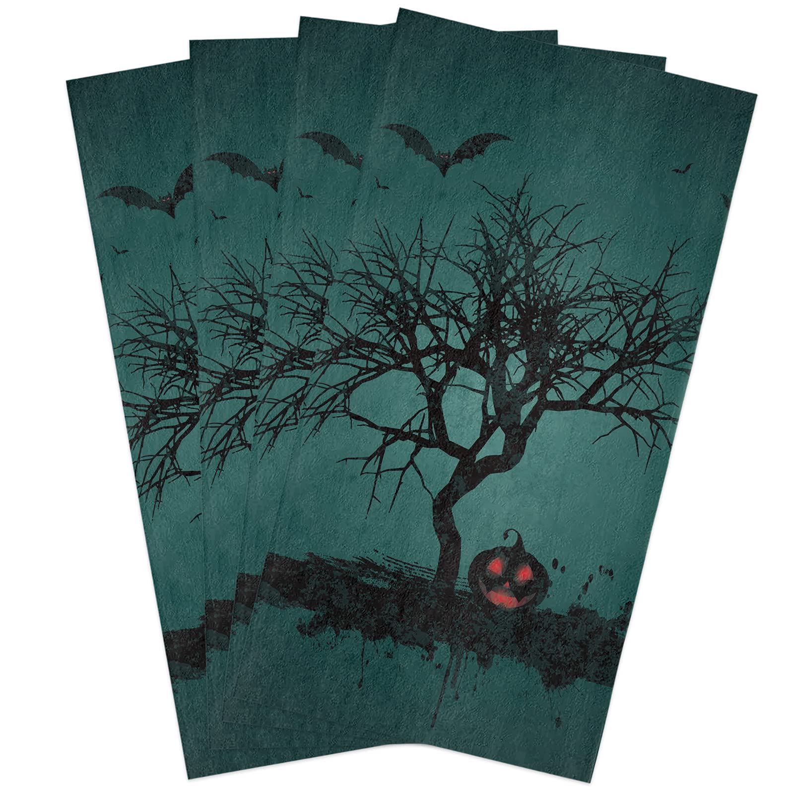Halloween Bat Kitchen Towels Set of 4 - Absorbent Microfiber for Cleaning & Drying Dishes - Halloween Decor
