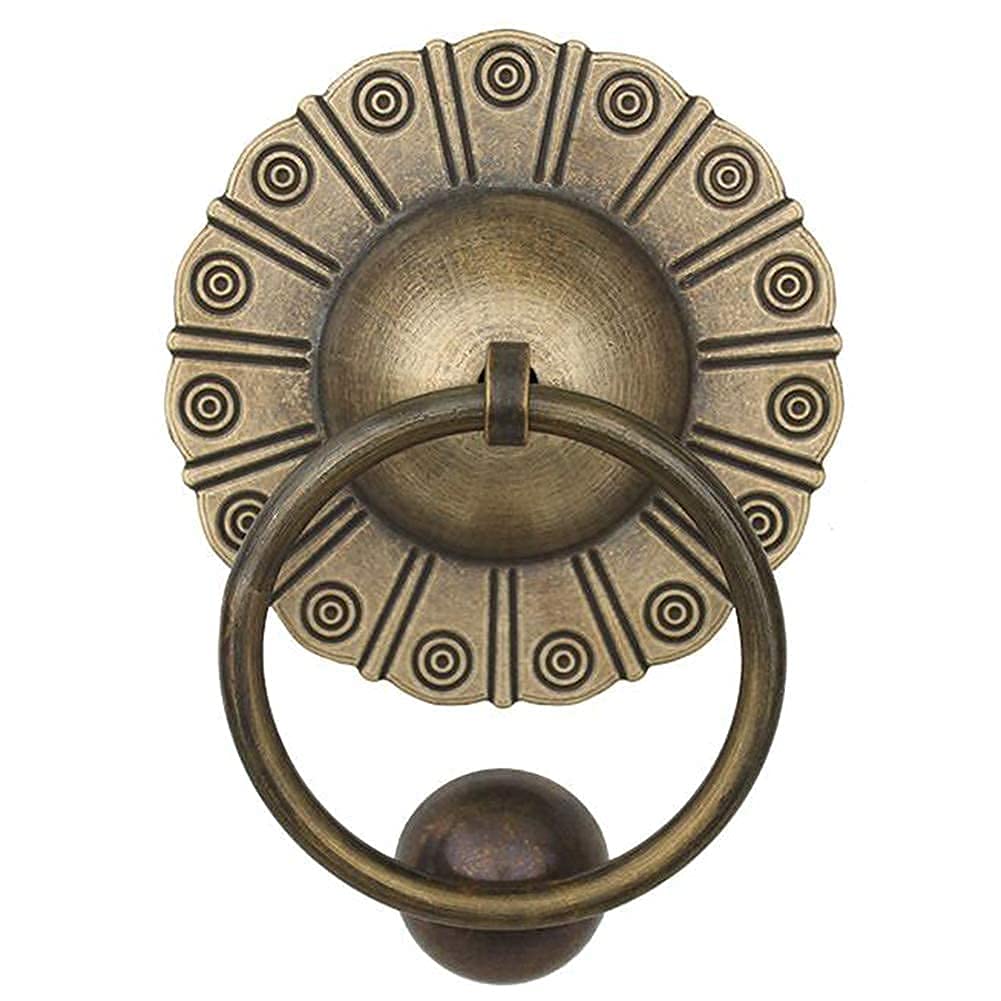 Vintage Bronze Cabinet Knobs & Pulls - Antique Brass Door Handles & Single Hole Decorative Hardware - 14.5CM Copper Pull Ring for Wooden Doors - Classic Home Decor for Front Entryway, Kitchen Cabinets & Furniture Restoration