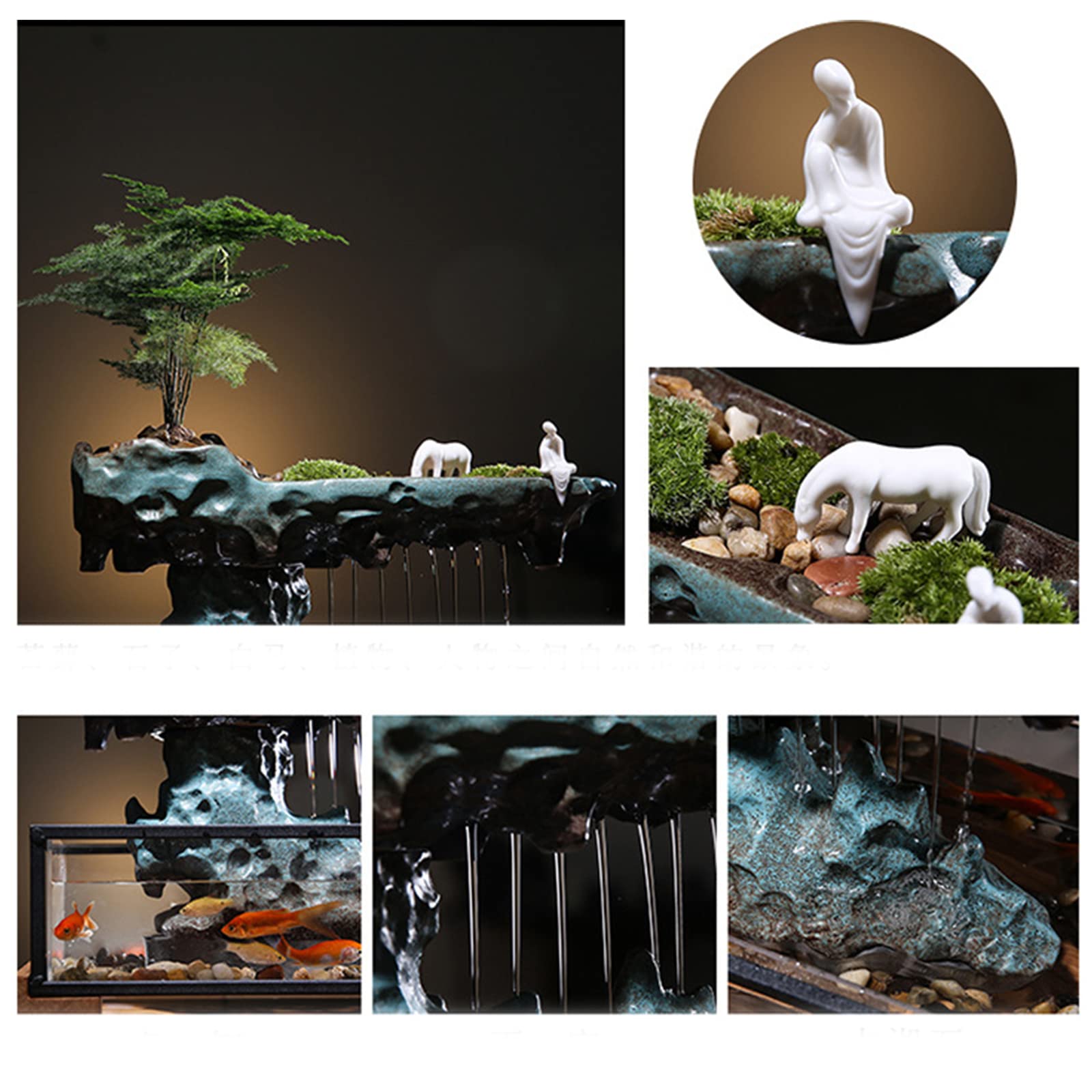TFCFL Desktop Rockery Fountain with Waterfall - Zen Tabletop Water Feature for Home, Office, Living Room Decor - Relaxing Mini Waterfall Fountain with Natural Rock Design - Perfect Gift for Women & Men (Great for Stress Relief, Meditation Spaces & Home Office Decor)