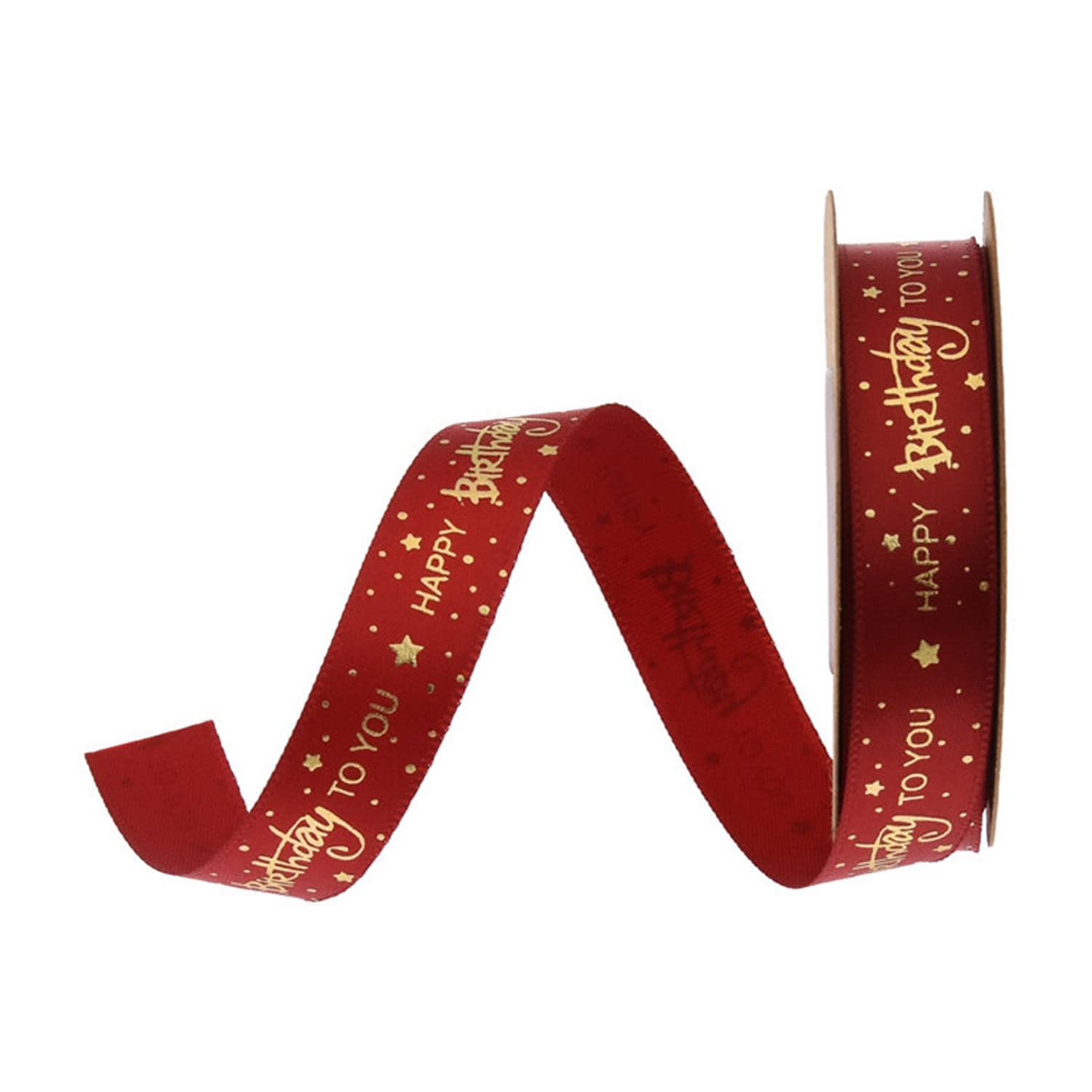 20 Yards Happy Birthday Printed Ribbon - Premium Polyester Decorative Ribbon for Cake Decorating, Gift Wrapping, DIY Crafts, Party Favors | Perfect for Birthday Cakes, Present Packaging & Scrapbooking