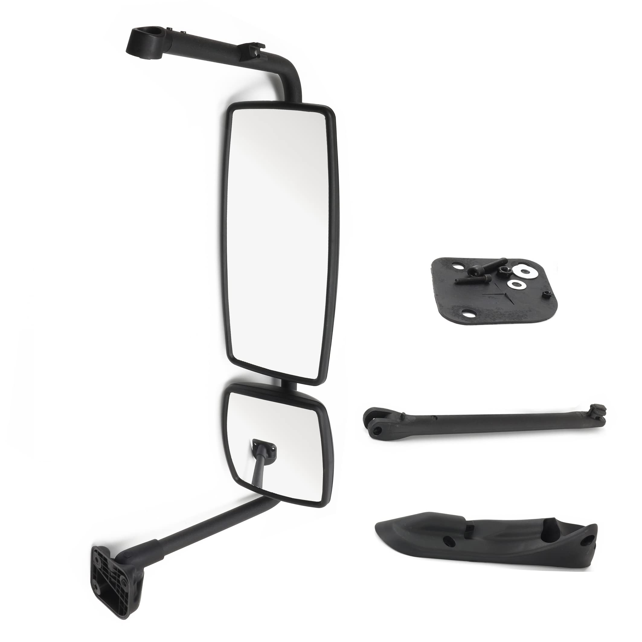 Black Right Side Door Mirror with Arm - Compatible with International 4300 4400 7400 7600 8500 8600 Trucks - Perfect for Replacement & Heavy-Duty Vehicle Maintenance
