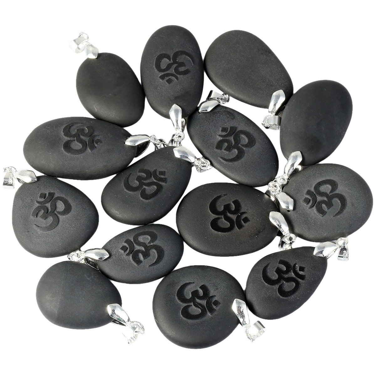 SUNYIK Black Stone Crown Chakra Pendant Necklace for Women - Reiki Healing Jewelry with Engraved Symbols - Pack of 1 - Perfect for Meditation, Yoga & Spiritual Healing