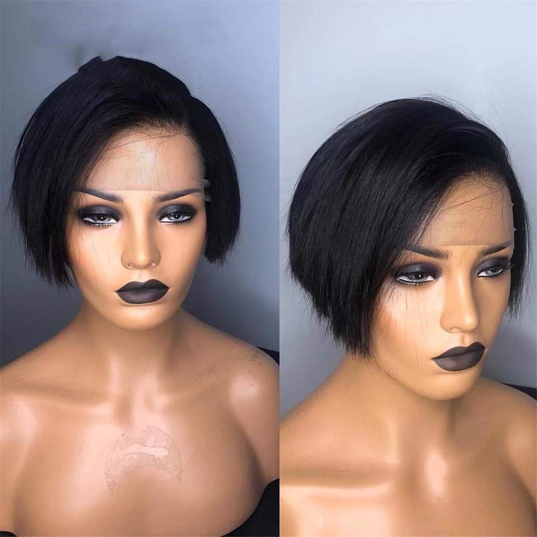 Short Pixie Cut Bob Wigs for Women - 10inch Pre Plucked Lace Front Human Hair Wig with Baby Hair & Small Cap (21-215) | Natural Look for Daily Wear, Cosplay & Special Occasions