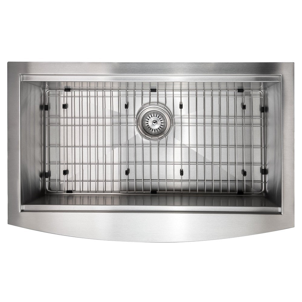 ZLINE Moritz 33-inch Farmhouse Apron Front Stainless Steel Kitchen Sink - Single Bowl Design with Bottom Grid & Accessories (SLSAP 33) - Perfect for Rustic & Modern Farmhouse Kitchens, Renovations & DIY Projects