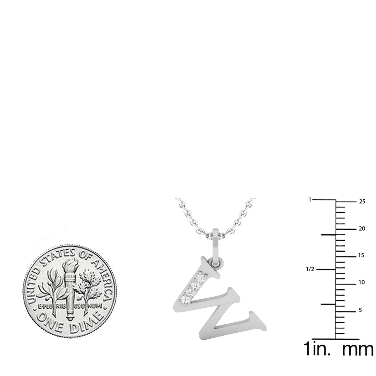 Dazzlingrock 0.05 Cttw Round White Diamond Initial Pendant Necklace (A-Z) - 18 Inch 14K Solid White Gold Chain for Women | Elegant Gift for Birthday, Anniversary & Special Occasions