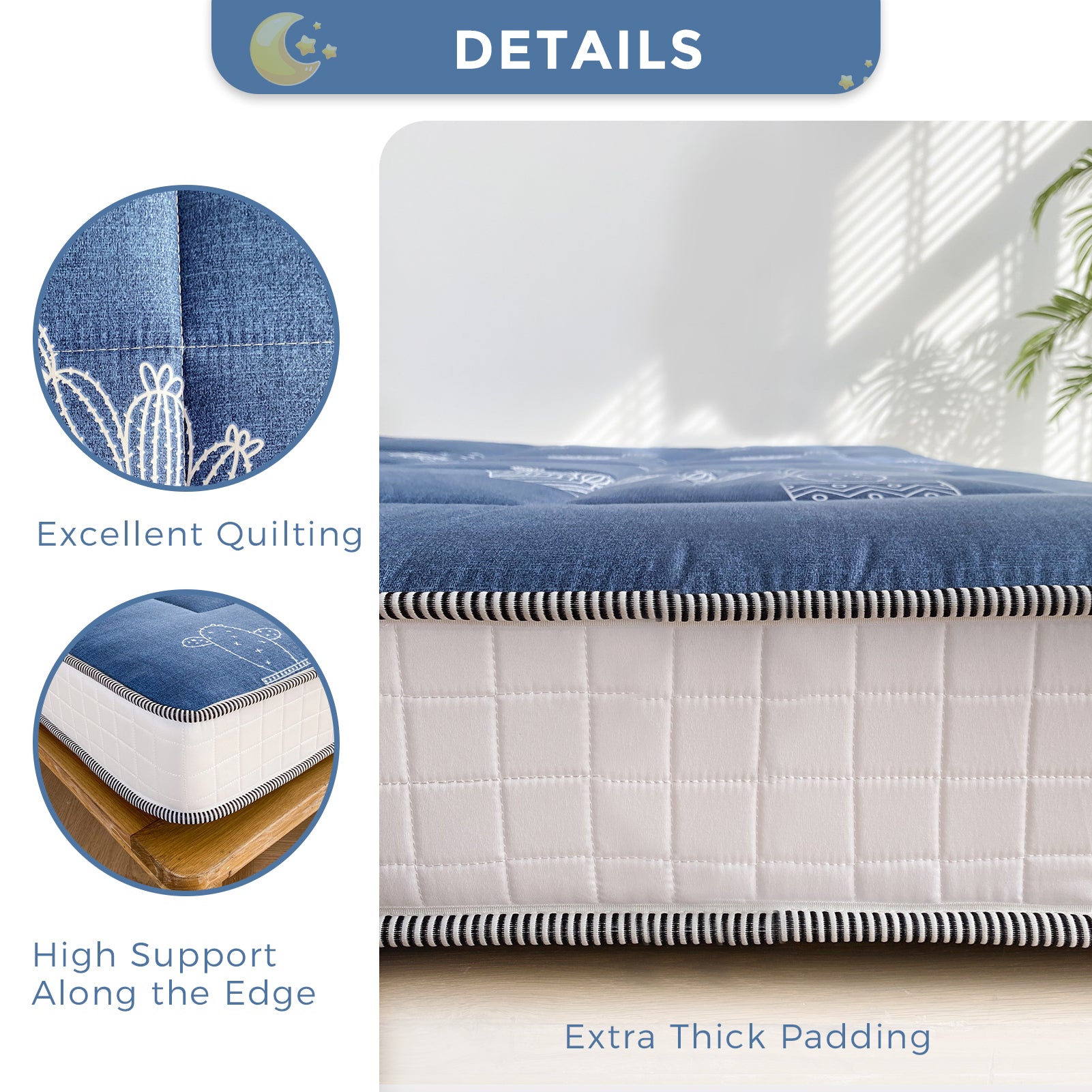 MAXYOYO 6-Inch Extra Thick Futon Mattress - Foldable Floor Mattress with Cactus Design for Adults & Guests | Perfect for Camping, Sleepovers & Small Space Living