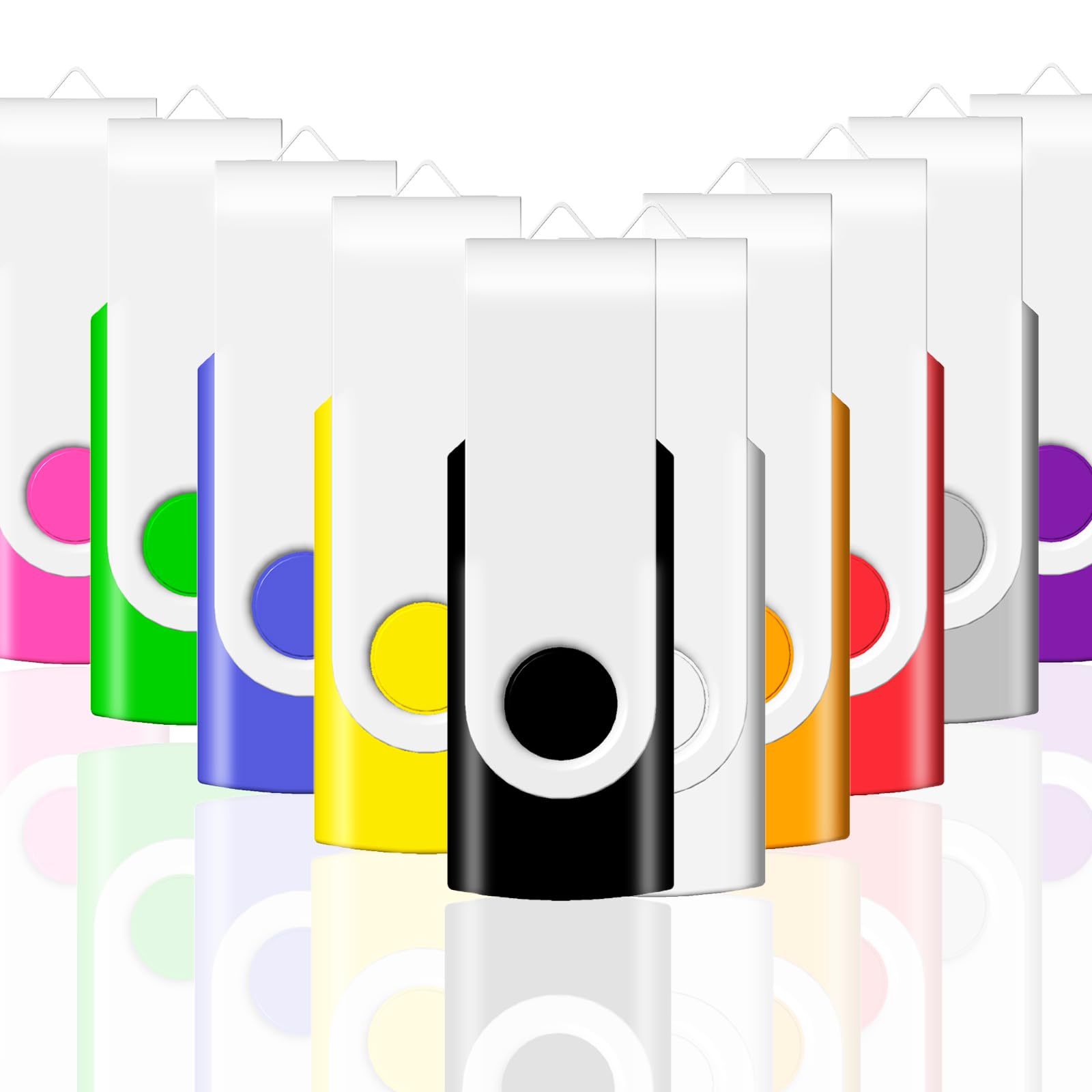 8GB USB Flash Drive 10 Pack - Swivel Thumb Drives with Mixed Colors, USB 2.0 Memory Sticks for Data Storage, File Transfer, School, Office & Backup (10PCs) - Ideal for Students, Professionals & Digital Storage Needs